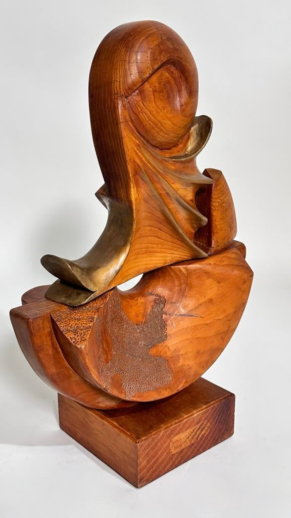 French 1960's Modernist Wood Sculpture