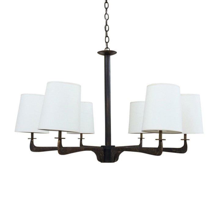 Lucca Studio Hardin Chandelier (6 arm) Parchment Shades