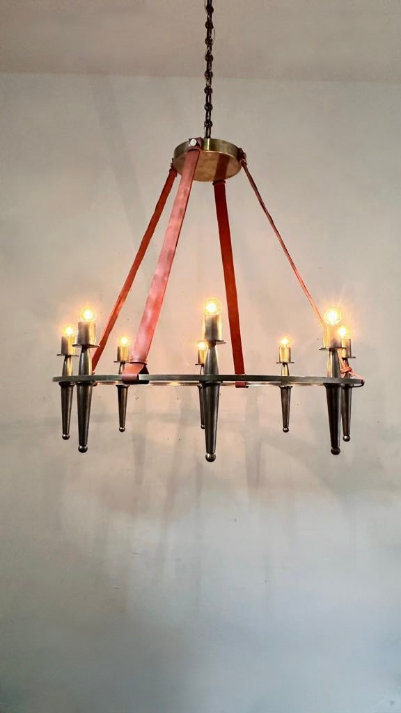 Limited Edition Negin Bronze and Leather Chandelier