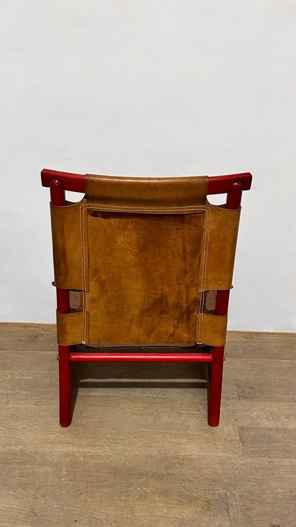 Pair of 1970's Saddle Leather Arm Chairs