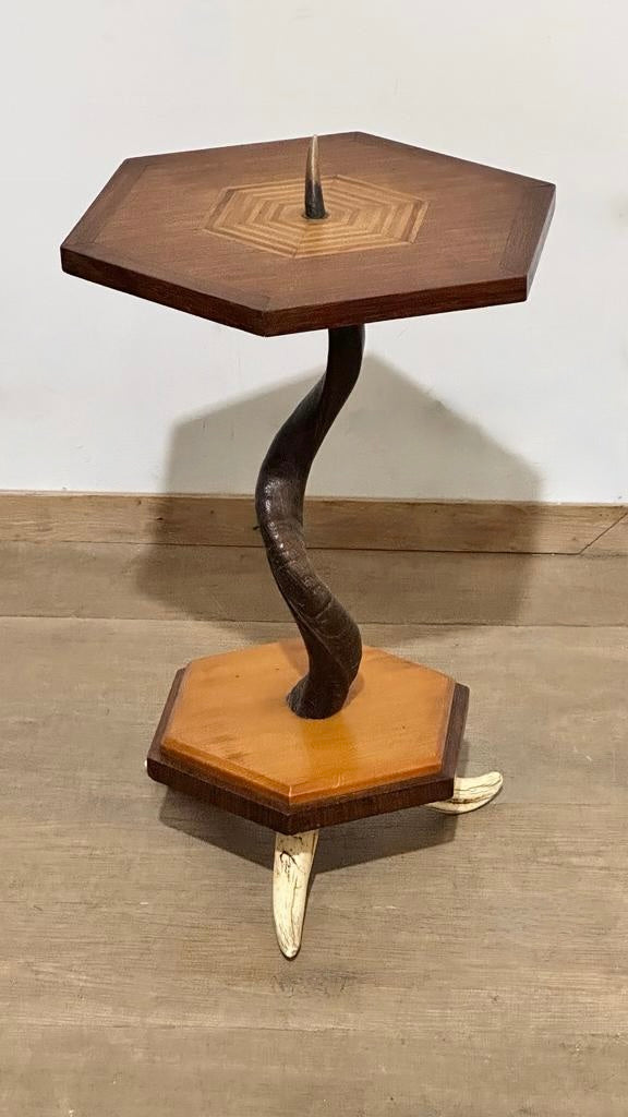 Very Unusual French Side Table with Horn Feet