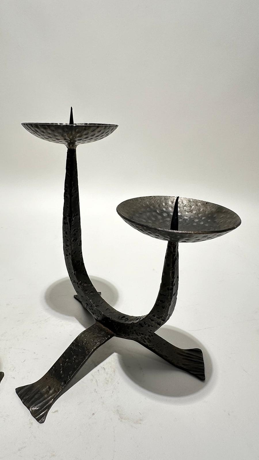 Pair of French Iron Candlesticks