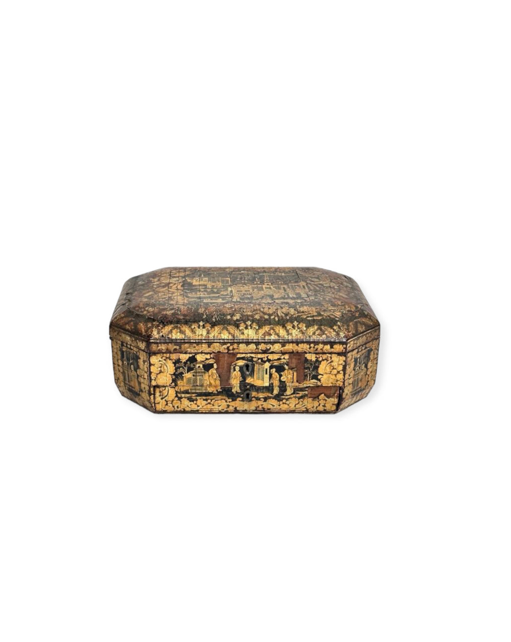 Large 19th Century English Chinoiserie Box