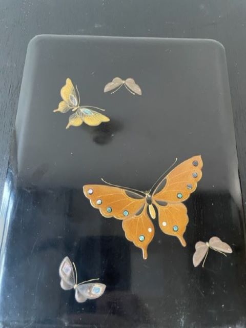 Vintage Japanese Makie Lacquer Box with Butterflies