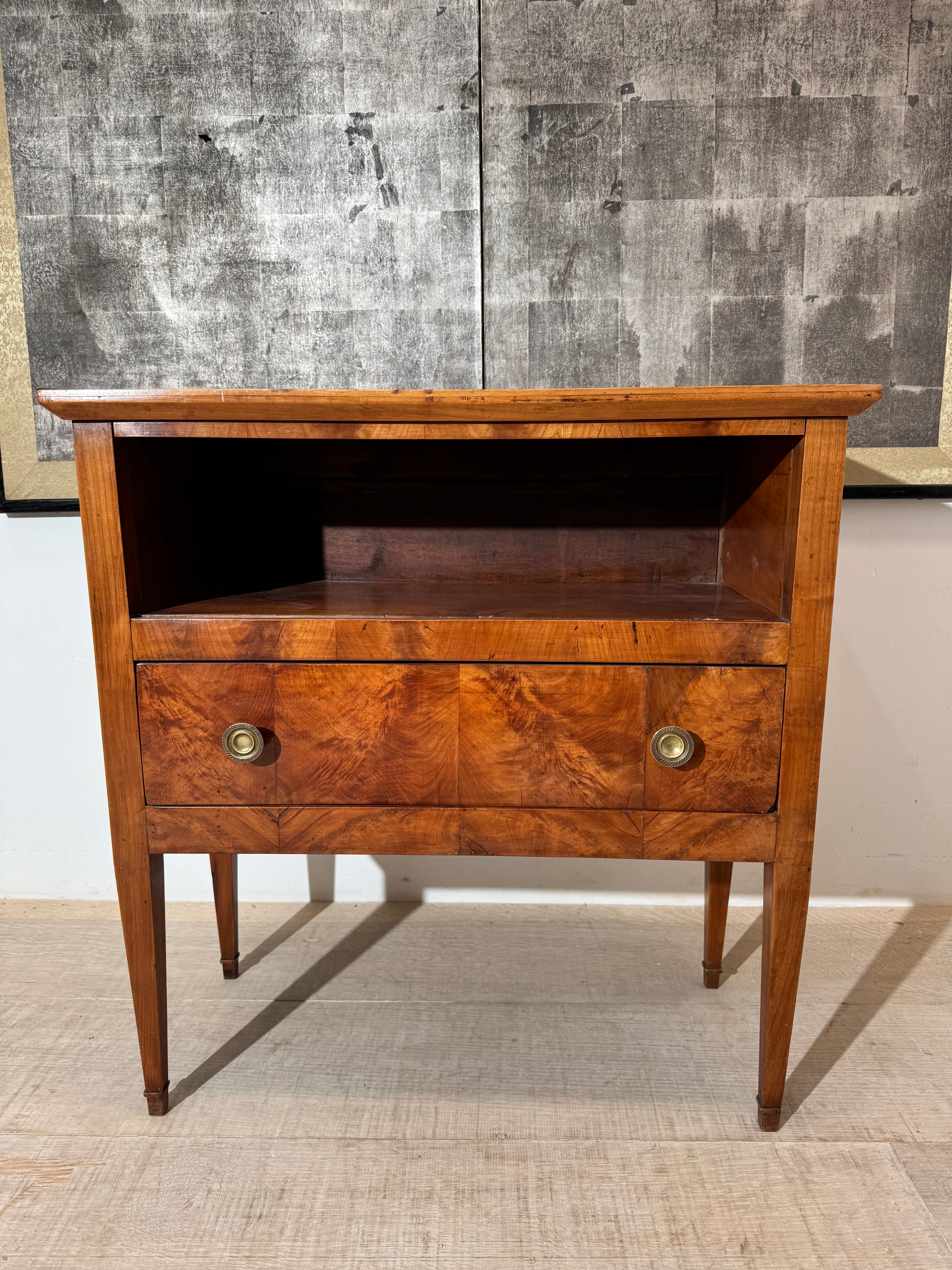English 19c Fruitwood & Marble Nighstand