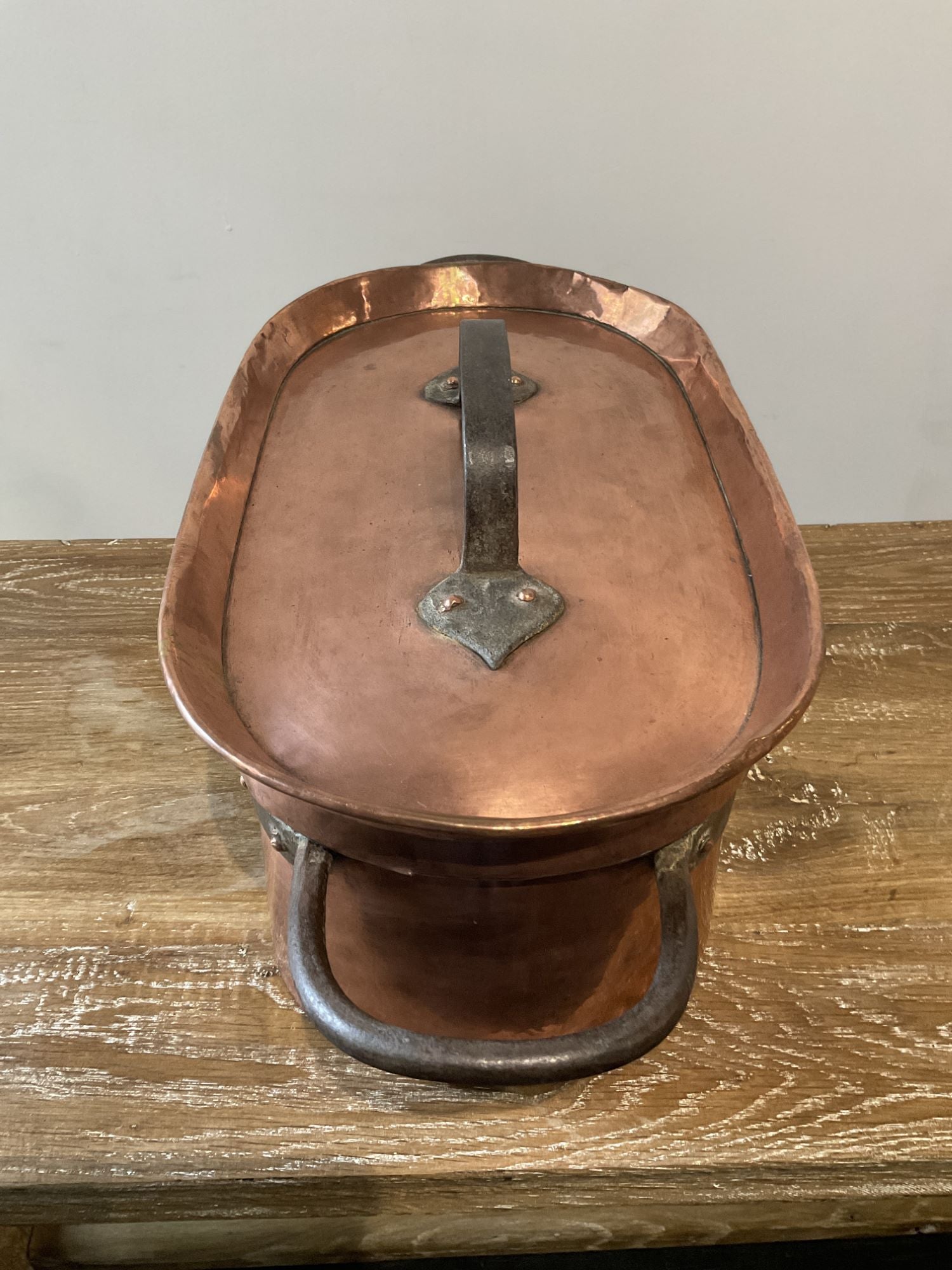 19th Century Large French Copper Stockpot with Top