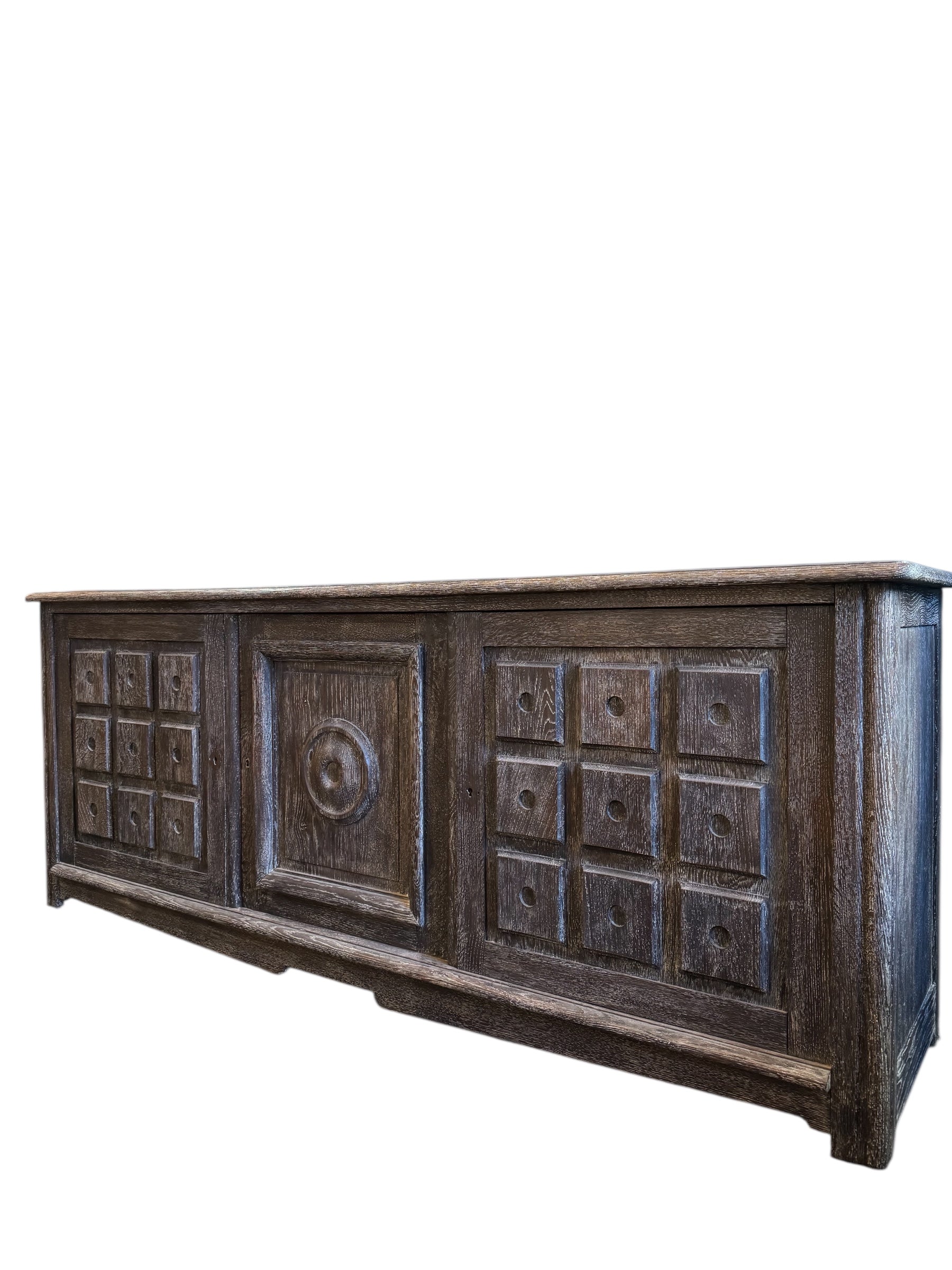 French 1940's Grey Cerused Oak Sideboard