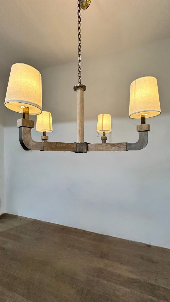 Lucca Studio James Oak and Aluminium Chandelier