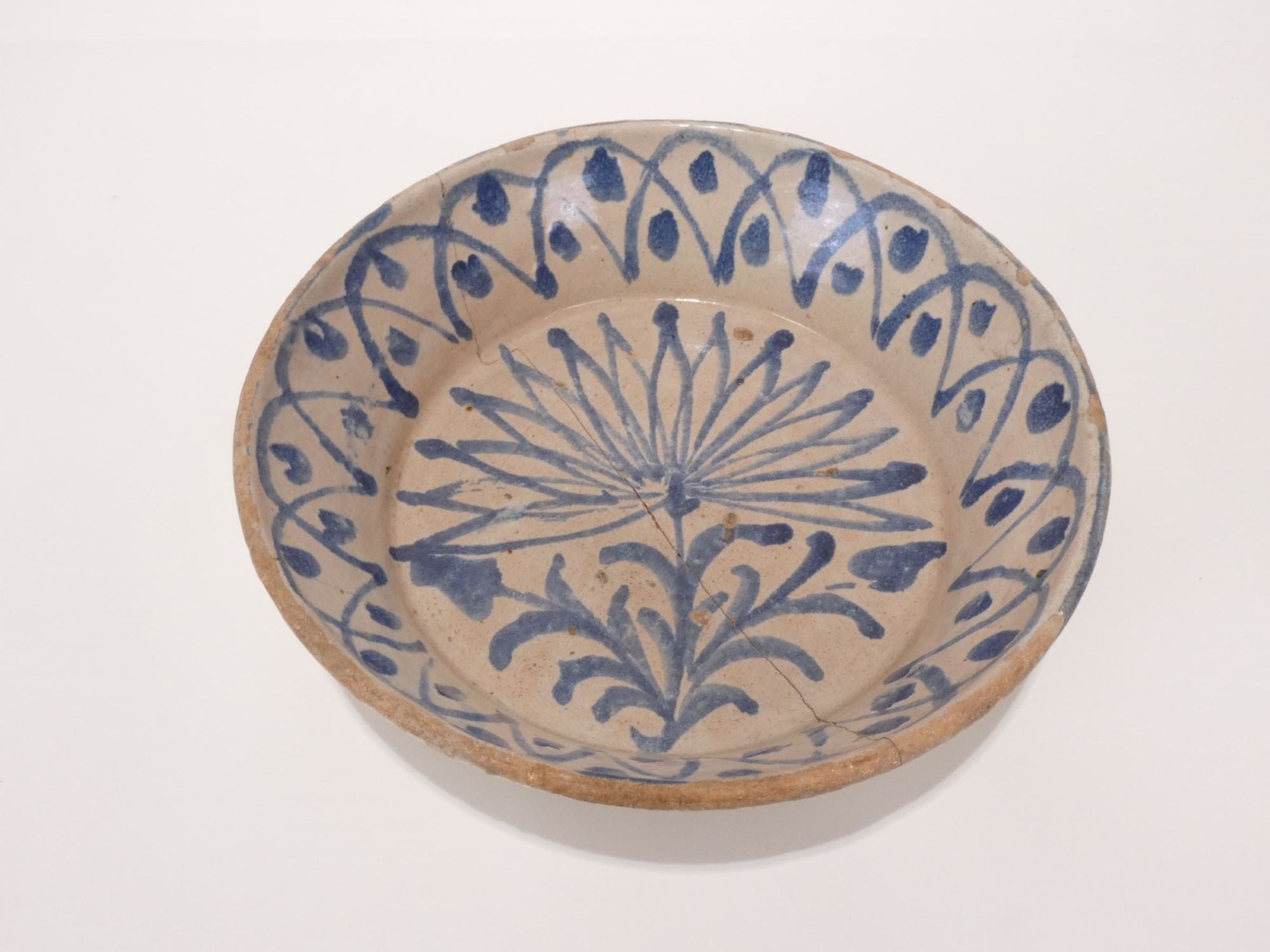 19th Century Blue and White Spanish Lebrillo Bowl