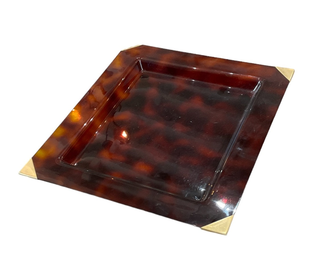 French Faux Tortoise Lucite Tray