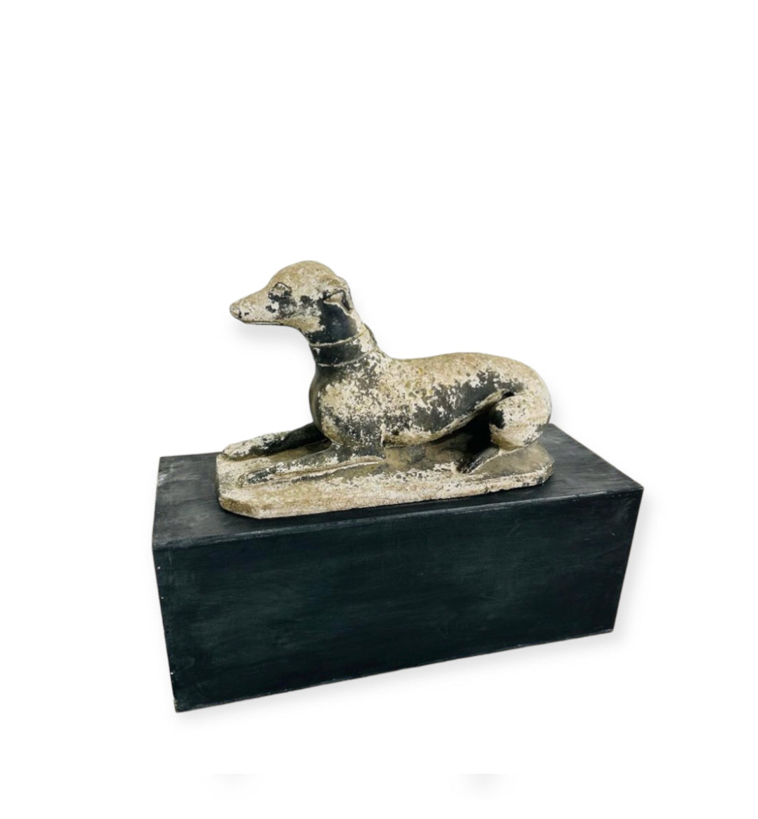 Large English Stone 19th Century Whippet Statue