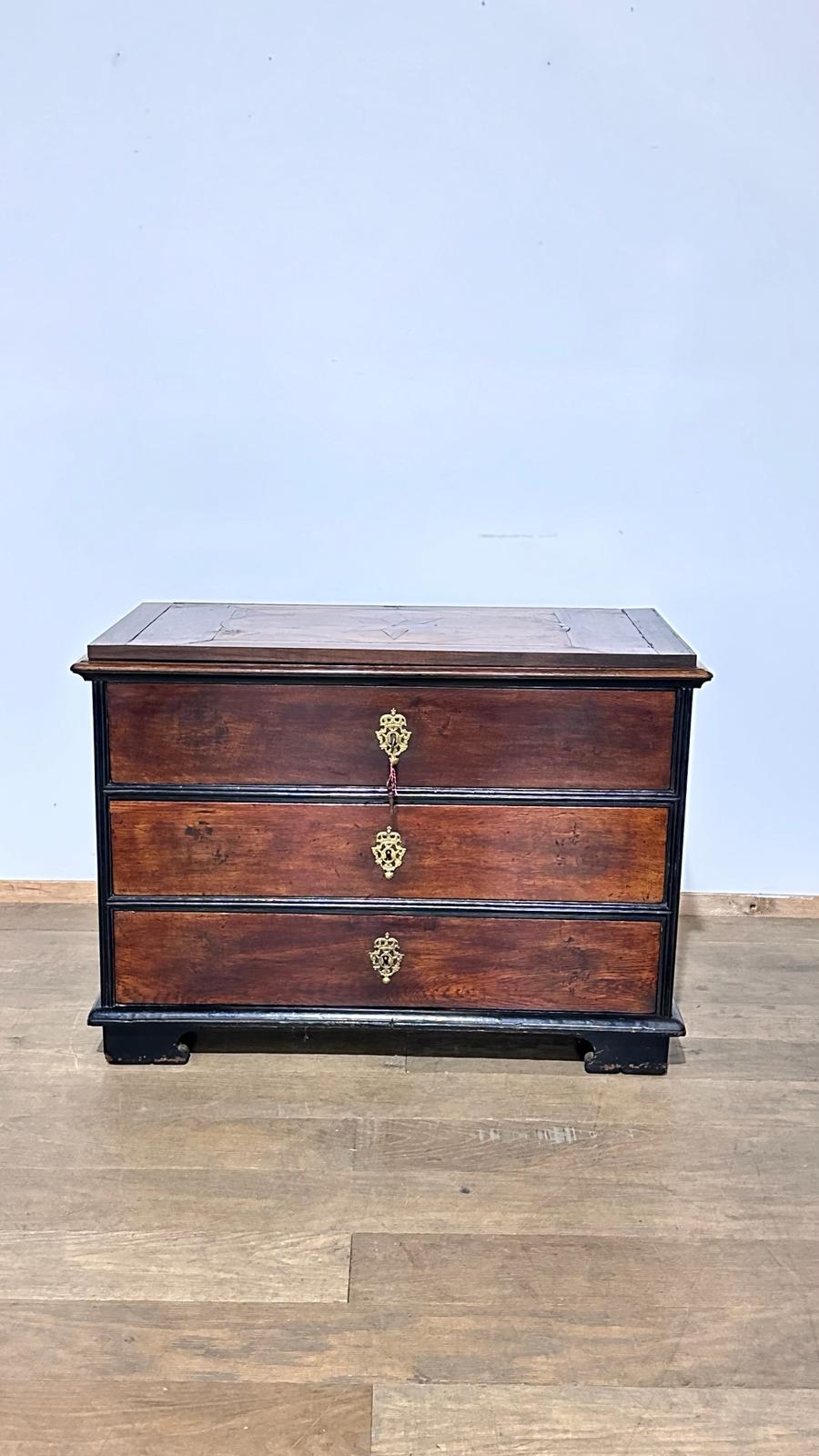 18th Century Walnut with Inlaid Top Commode