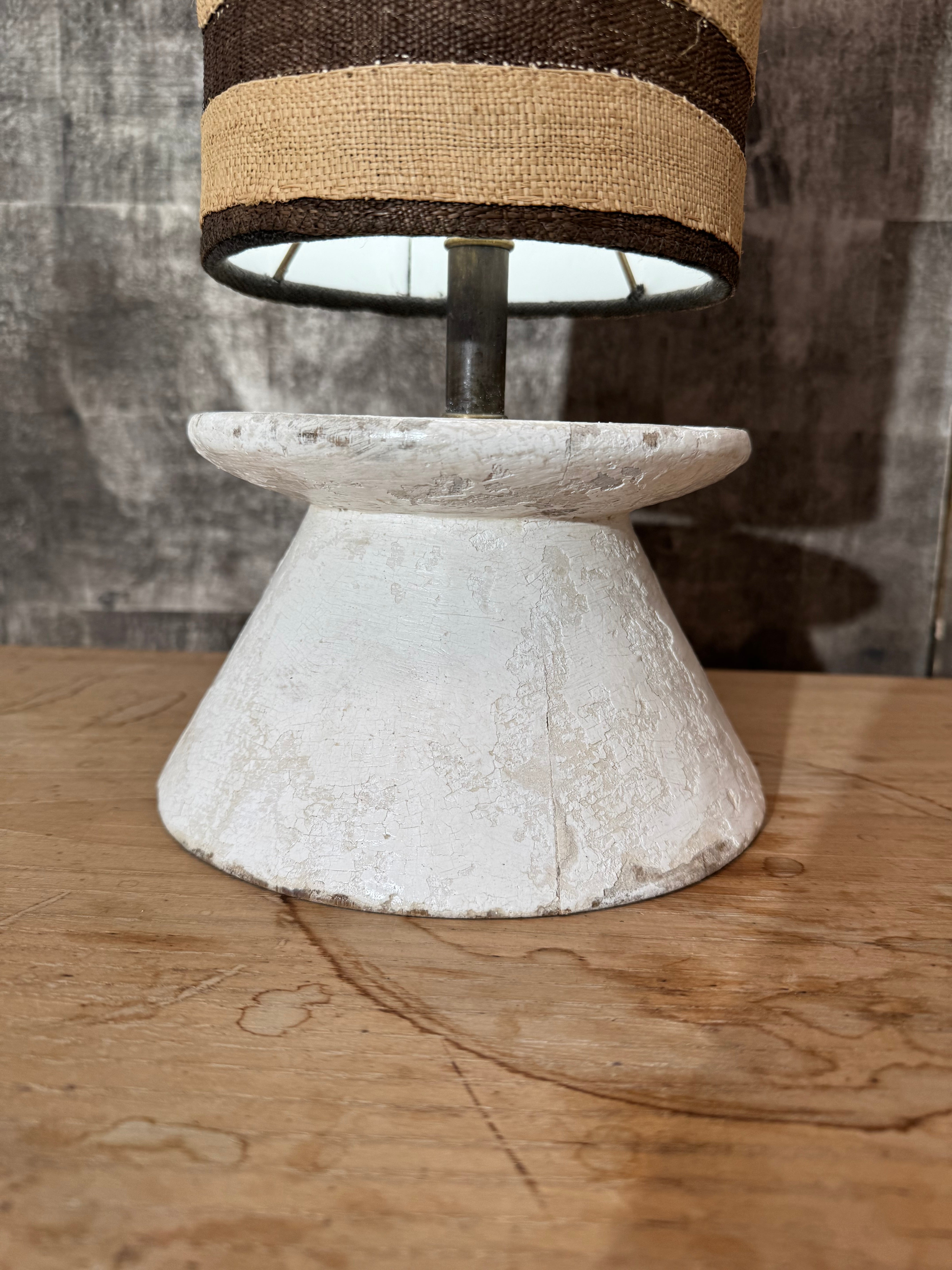 Pair Vintage French 1950's Wood & Plaster Lanps