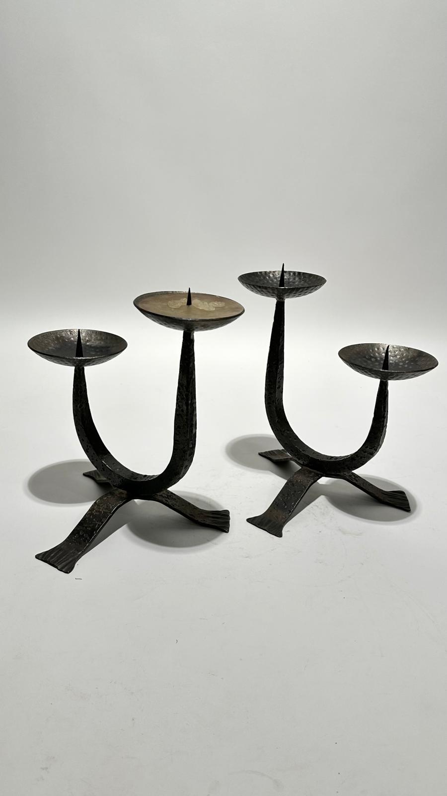 Pair of French Iron Candlesticks