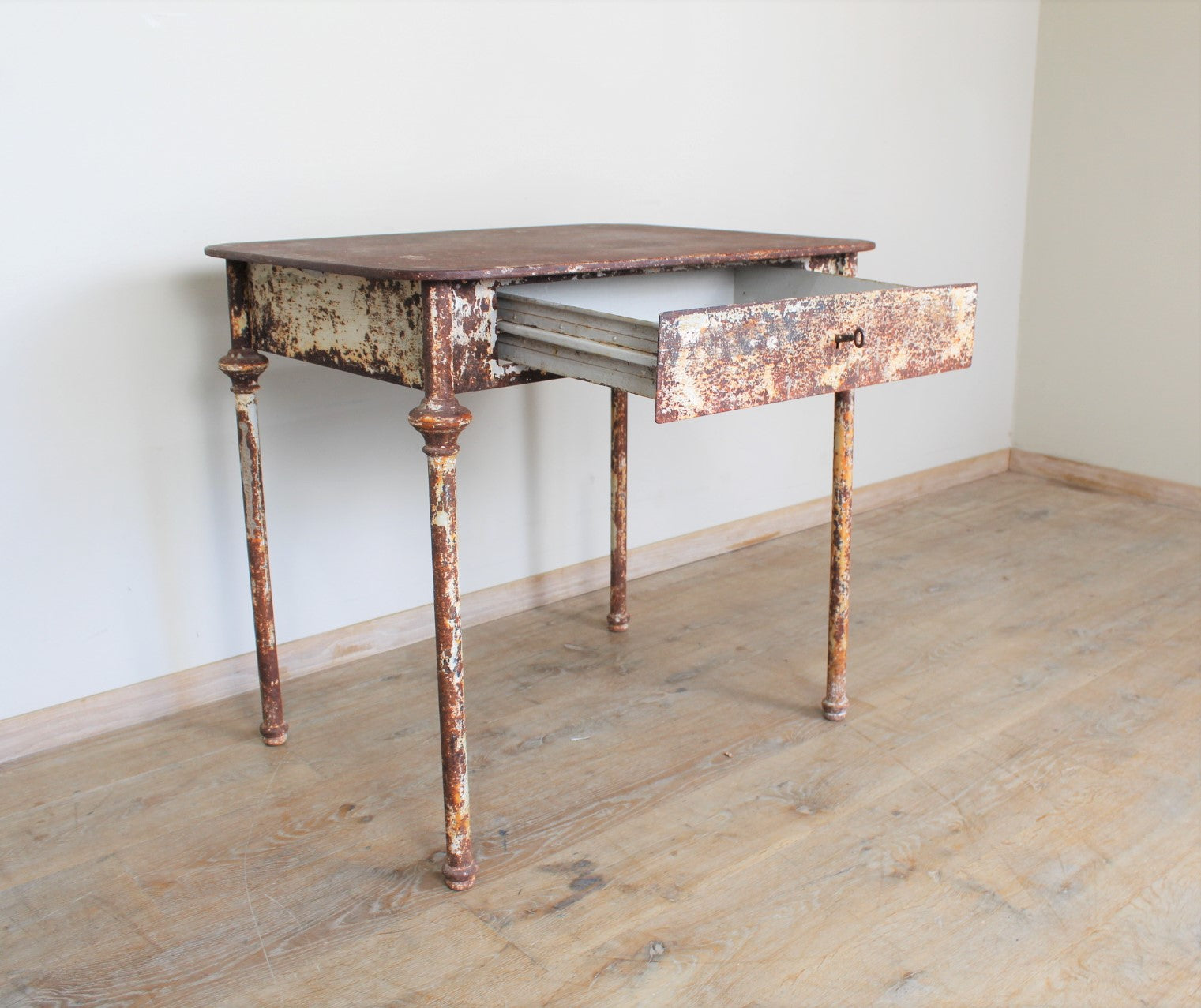 19th Century French Iron Table With Drawer