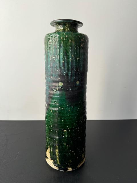 Large Green Glazed Japanese Oribe Pottery