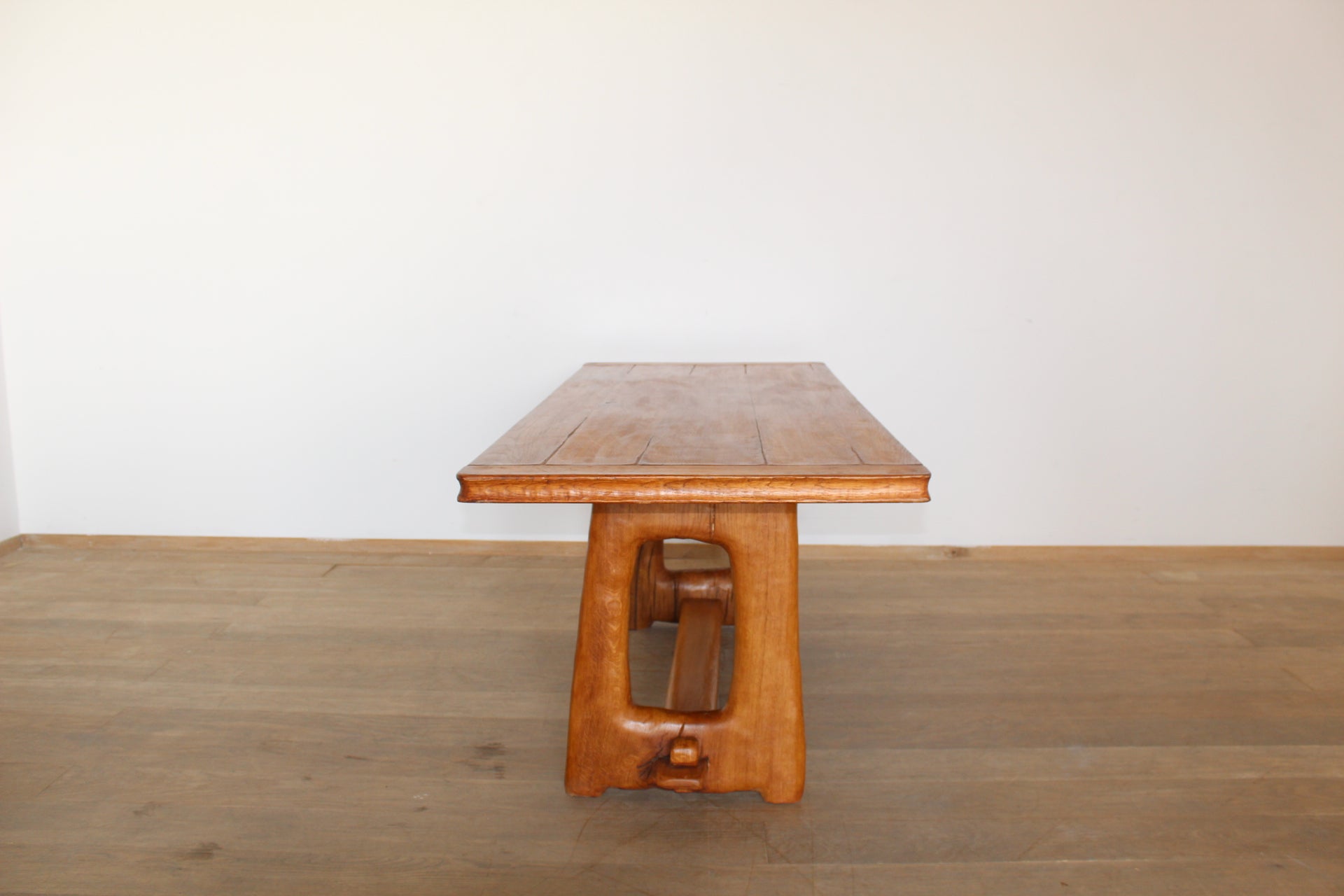 French Brutalist Oak Console