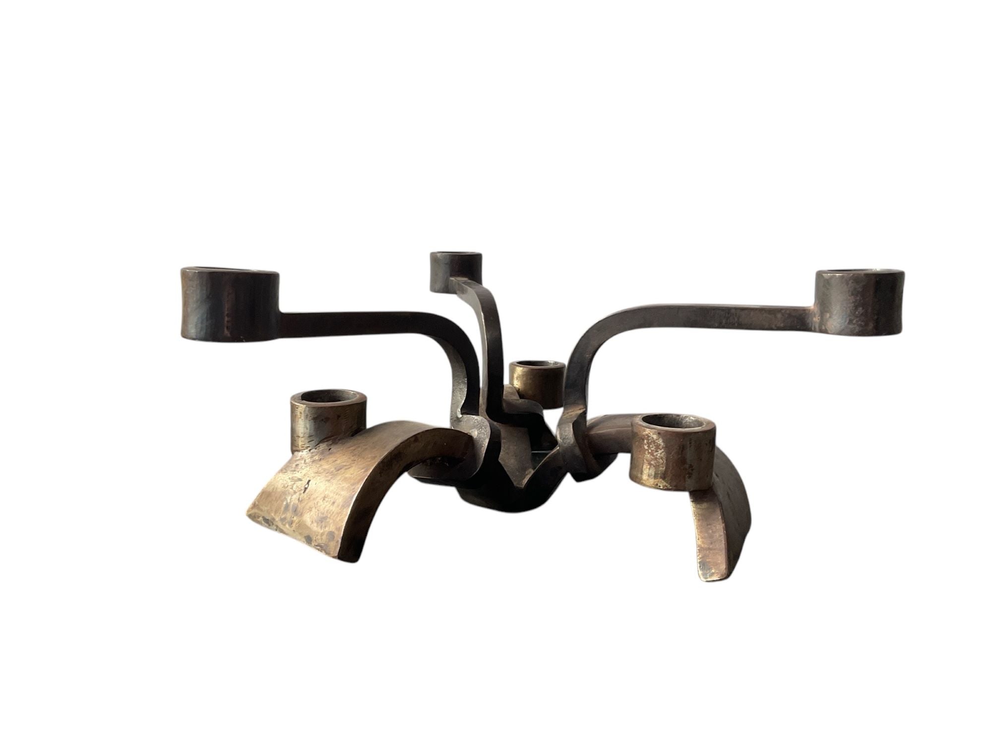 Vintage Danish Modernist Bronze Candelabra