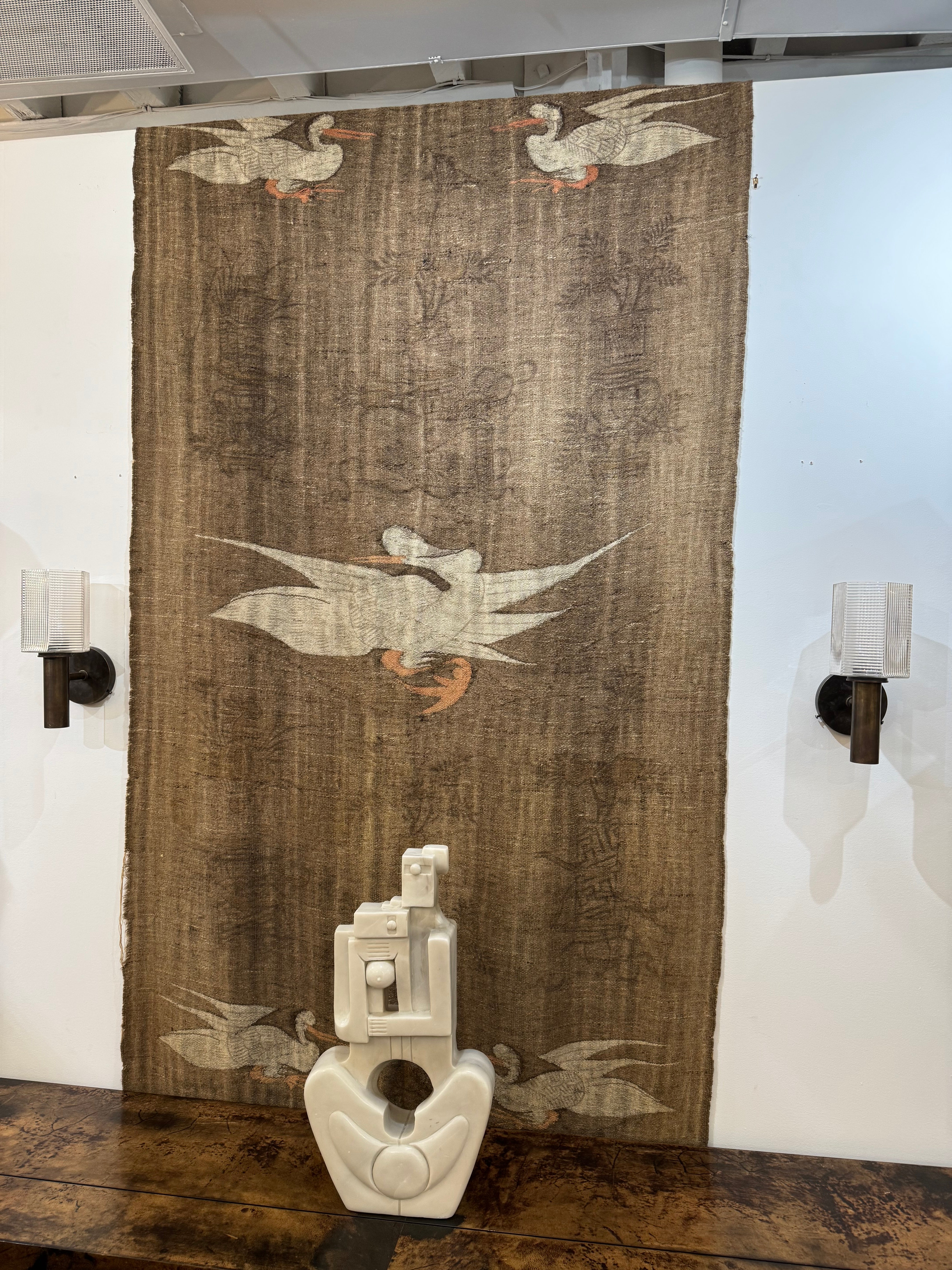 Pair Vintage Danish Brass & Glass Sconces