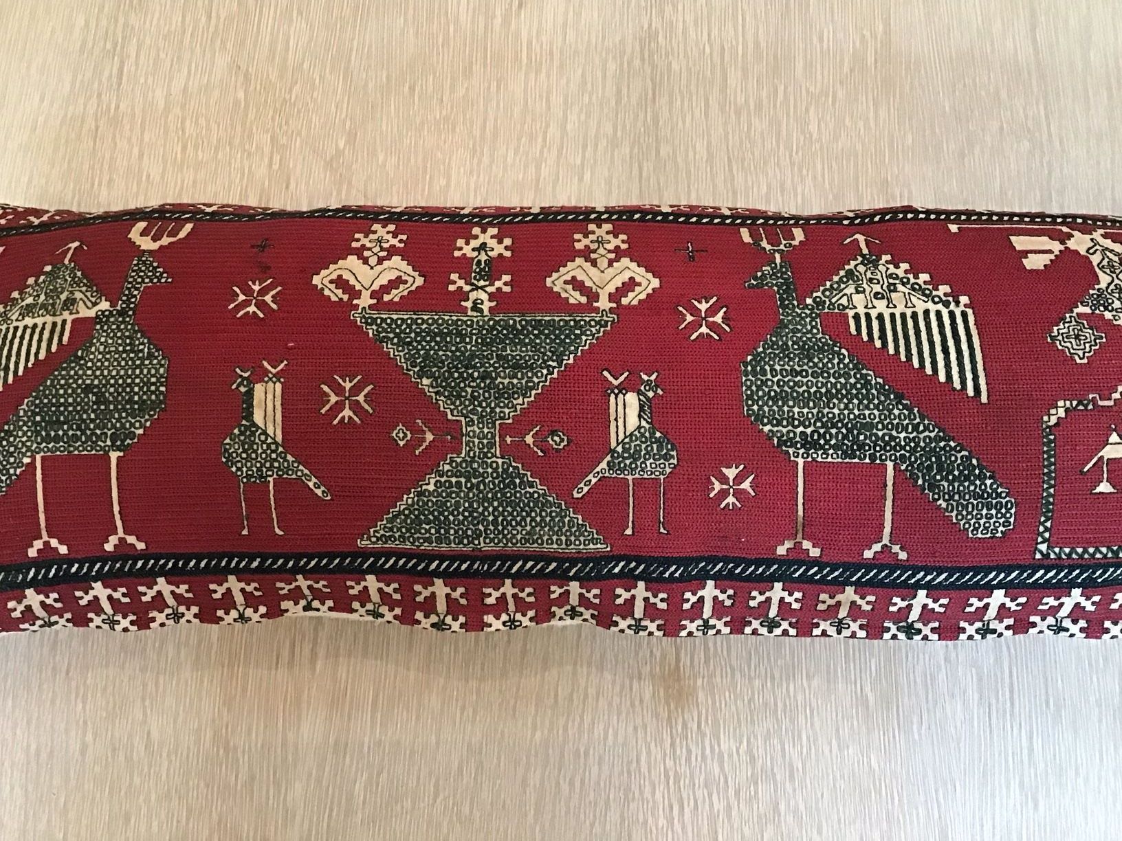 Rare Silk Azemmour (Morocco) Embroidered Textile Pillow