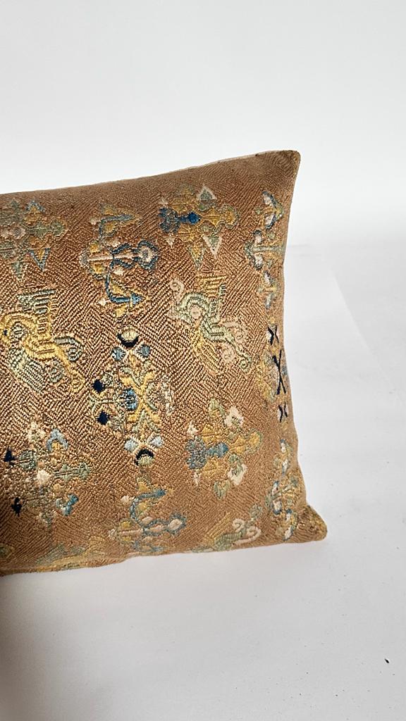 Limited Edition Antique Central Asia Embroidery Large Lumbar Textile Pillow