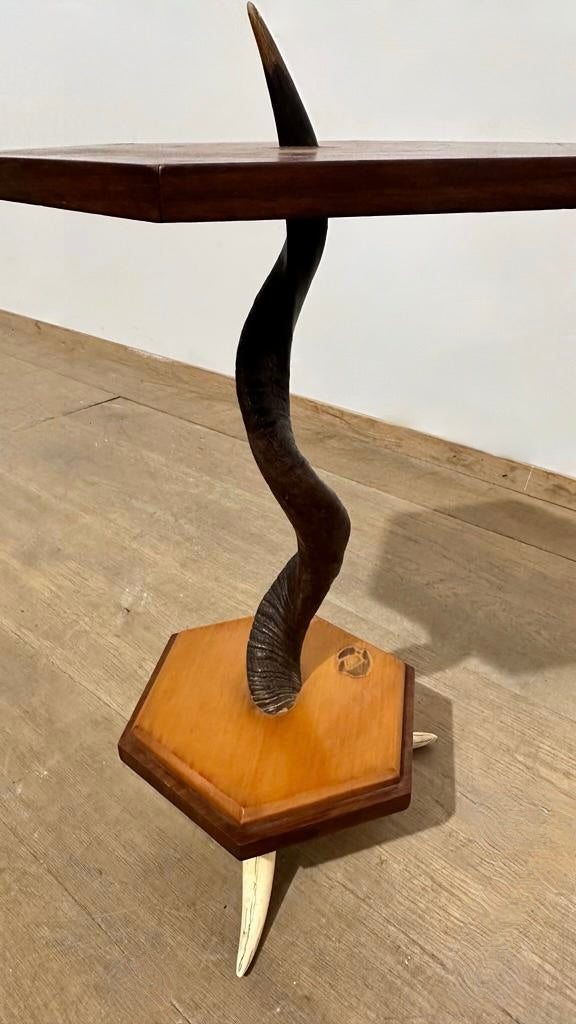 Very Unusual French Side Table with Horn Feet