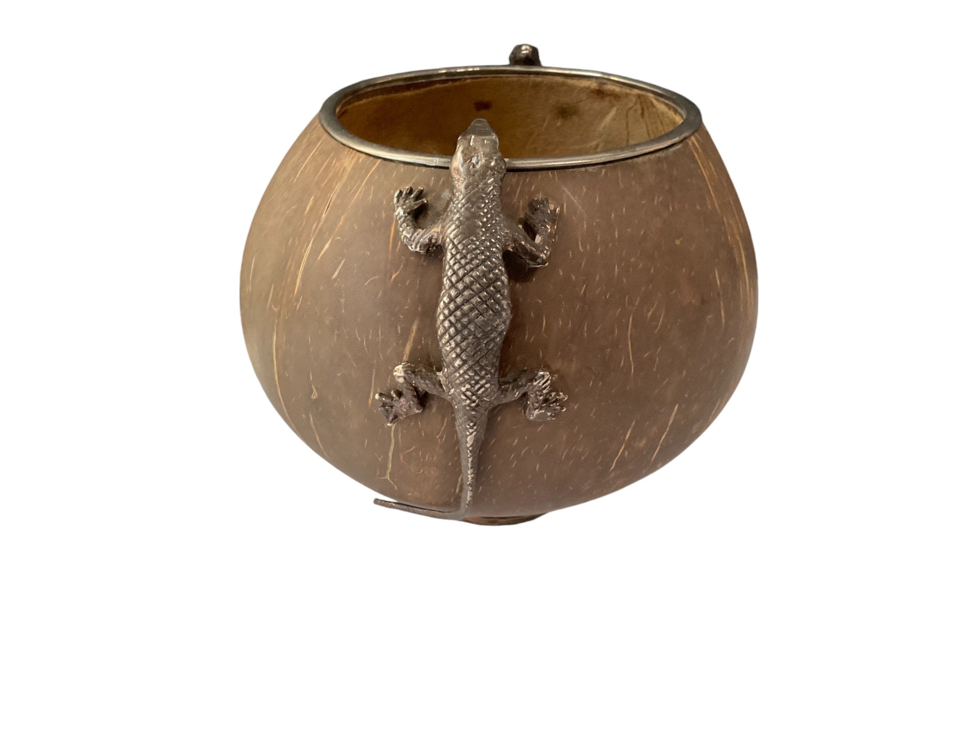 Coconut Gourd with two Silver Lizards