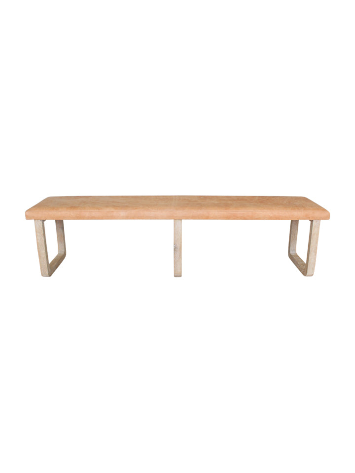 Lucca Studio Samuel Oak and Vintage Leather Bench