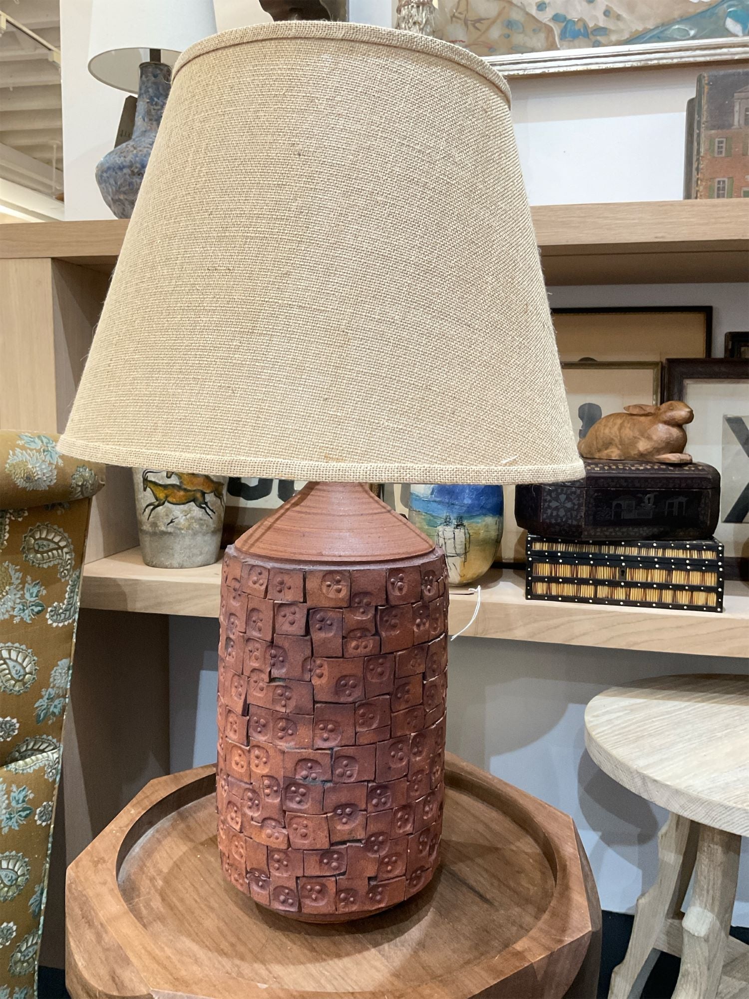 Large Handmade Terra Cotta Studio Pottery Lamp