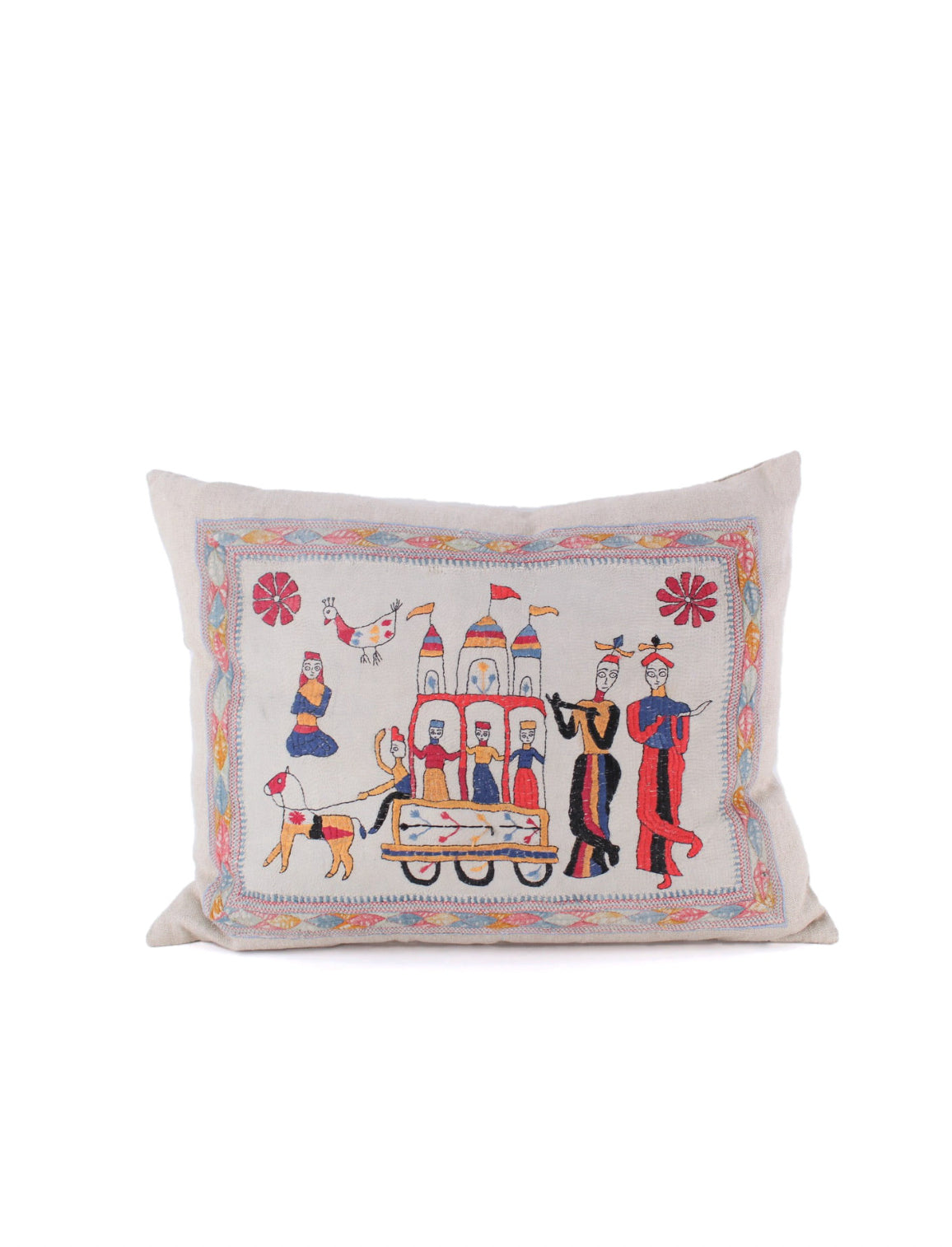 Rare Indian Embroidery Textile Pillow