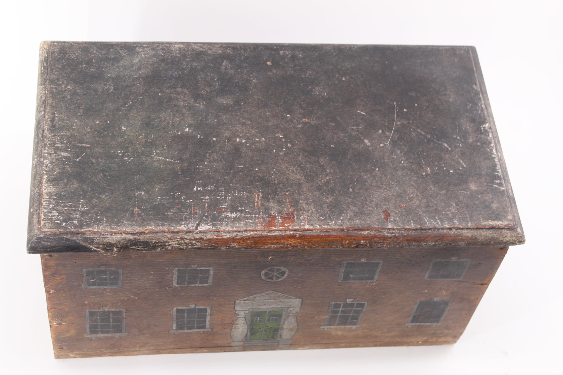 Rare 18th Century Swedish Painted "House" Wood Box