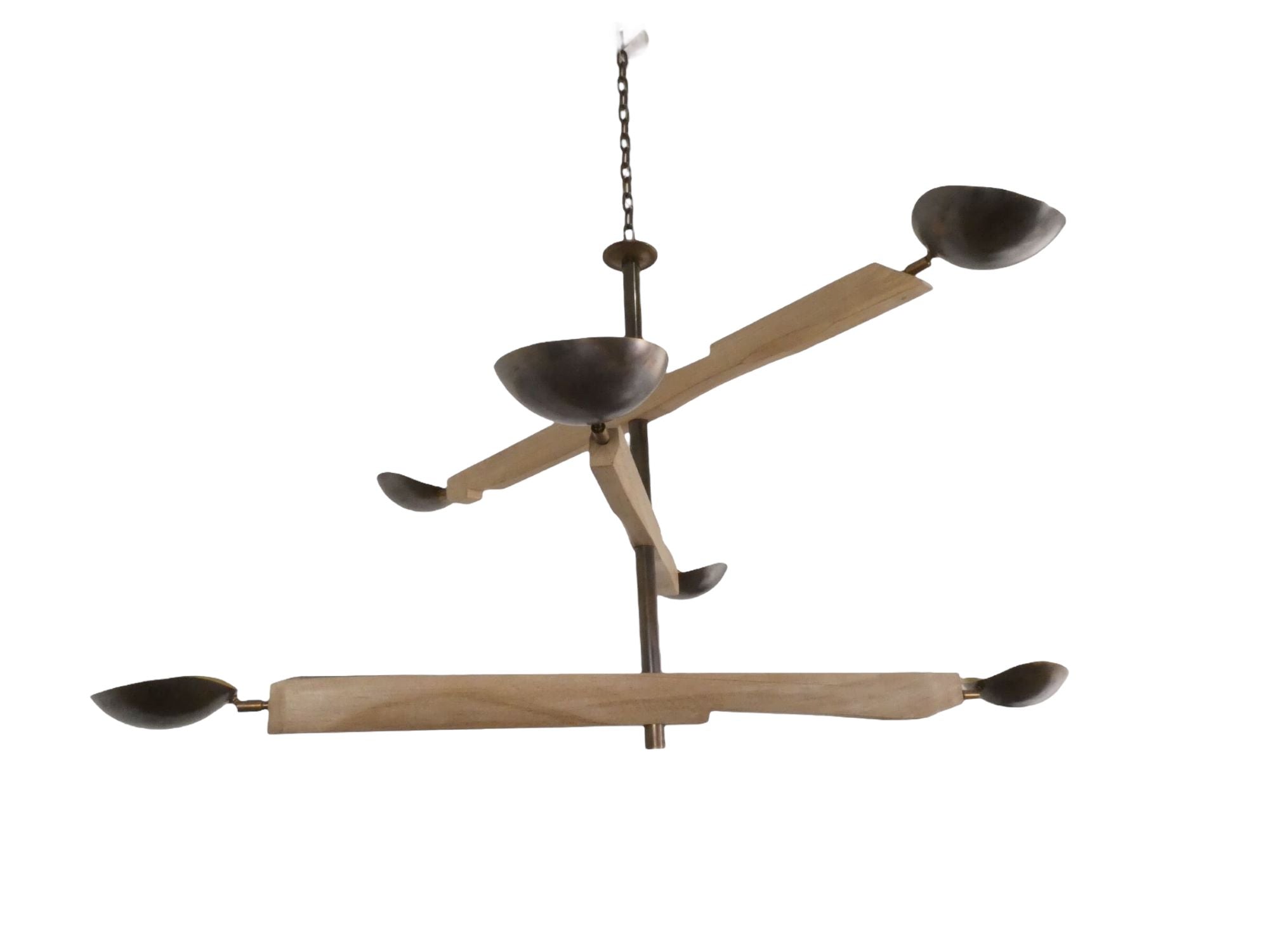 Lucca Studio Channing Chandelier with  Wood and Brass Element.