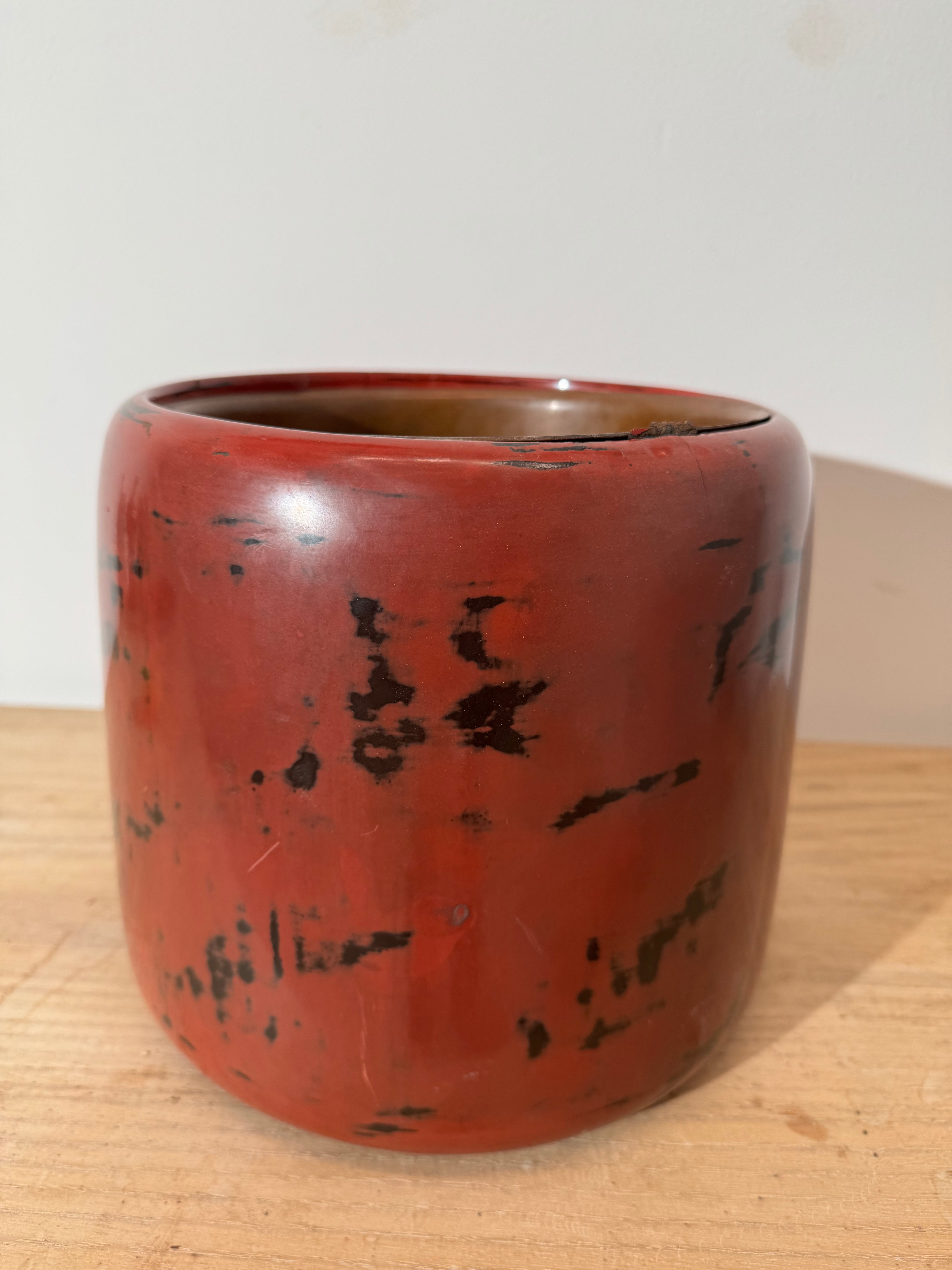 Vintage Japanese Red & Black Lacquerware Pot