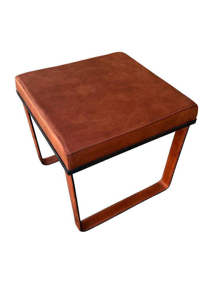 Lucca Studio Vaughn (stool) of saddle leather top and base