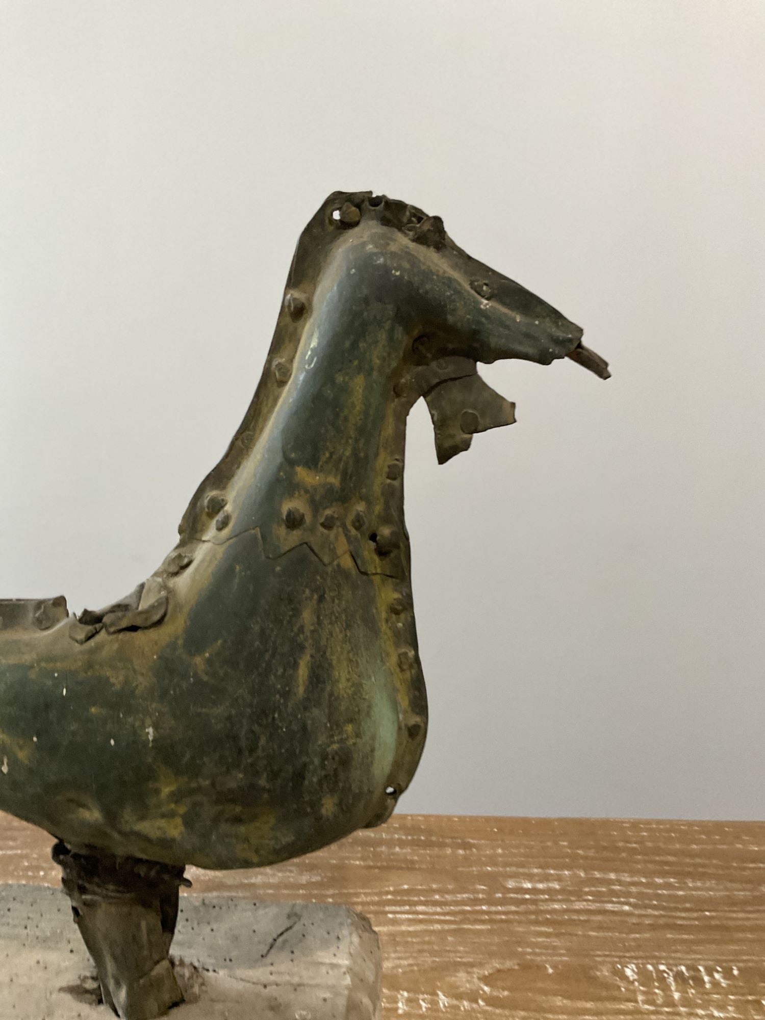 19th Century "Rooster" Folk Art Sculpture in Brass