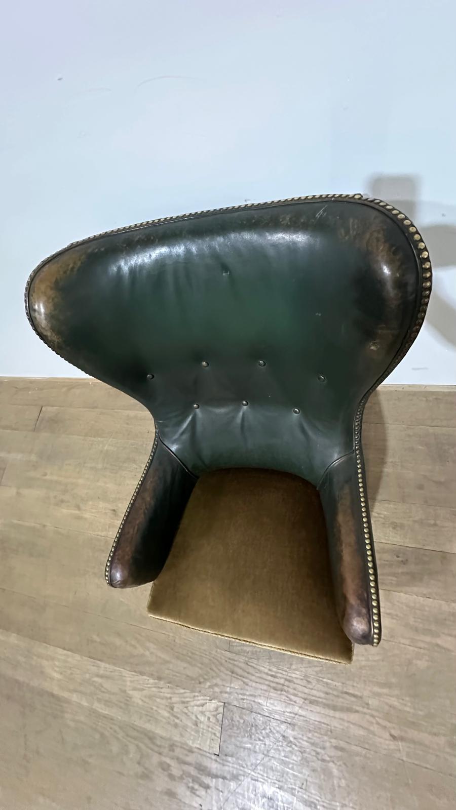 Single 1930's Danish Leather Arm Chair