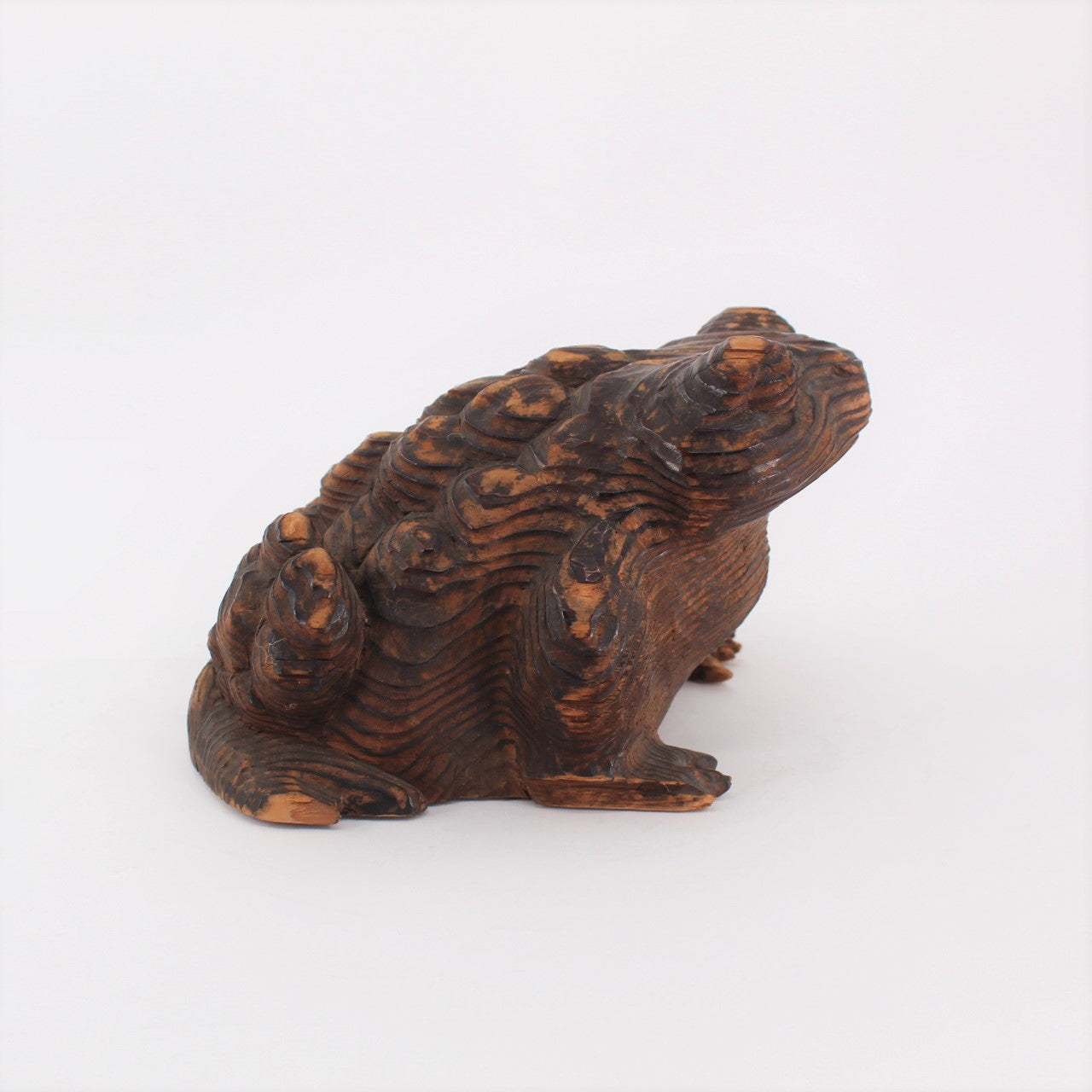 Japanese Mingei Carved Wood Frog