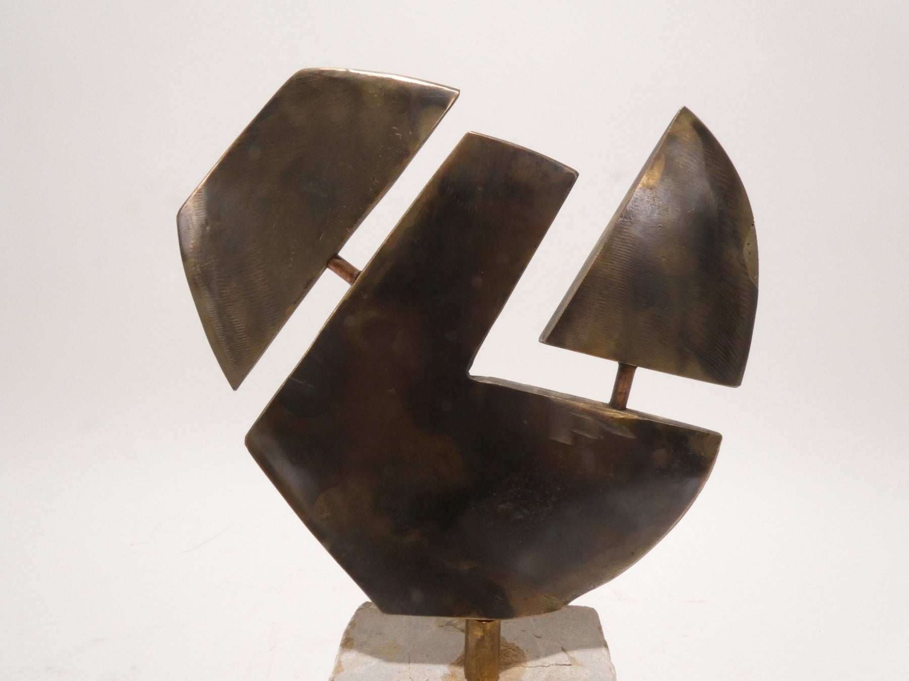 Limited Edition Hammered Bronze and Stone Sculpture