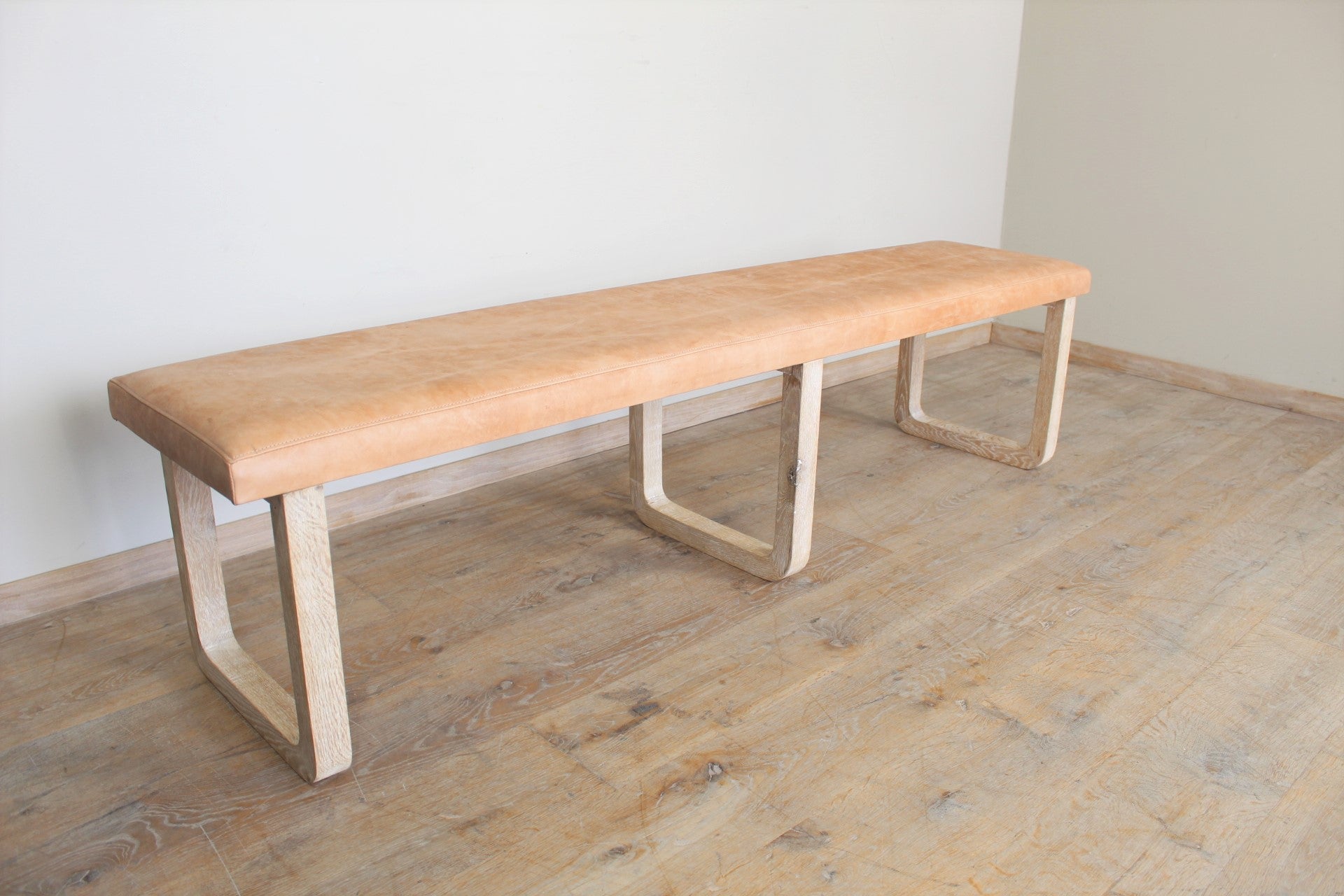 Lucca Studio Samuel Oak and Vintage Leather Bench