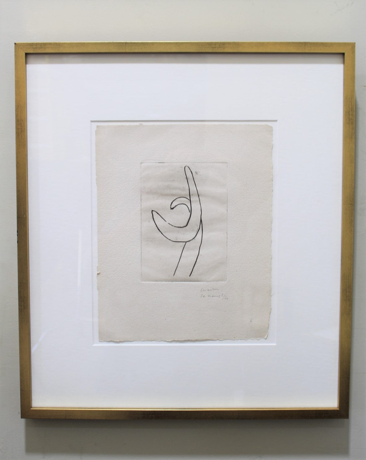 Mid Century French Pencil Drawing, Framed