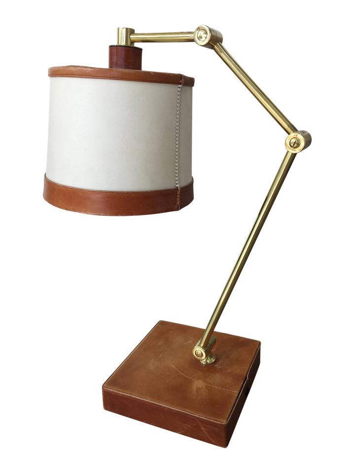 Exceptional French Mid Century Leather Desk Lamp