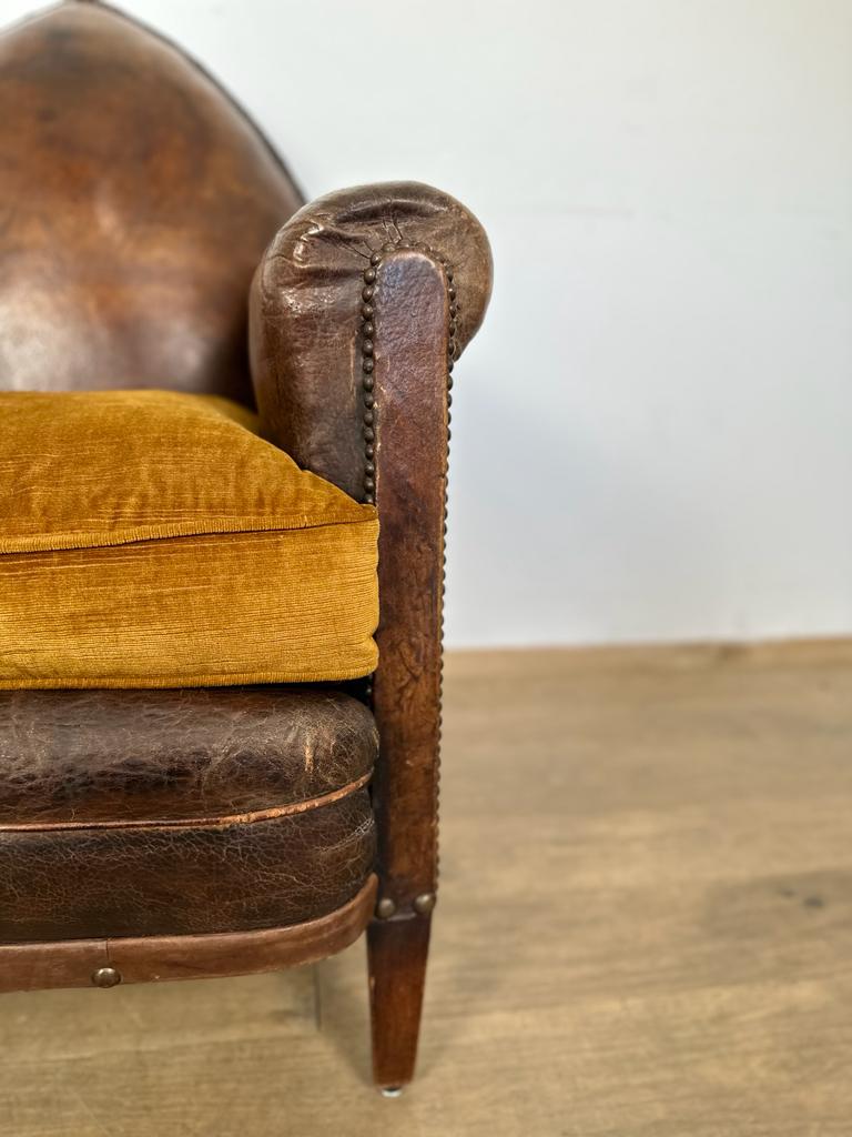 French "Gothic" Leather Club Chairs