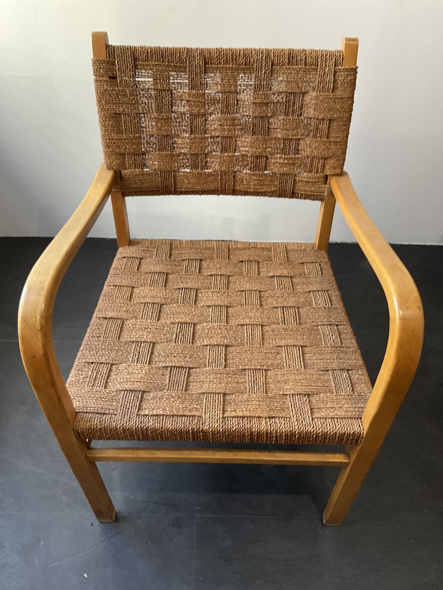 Pair of Danish Woven Rope Arm Chairs