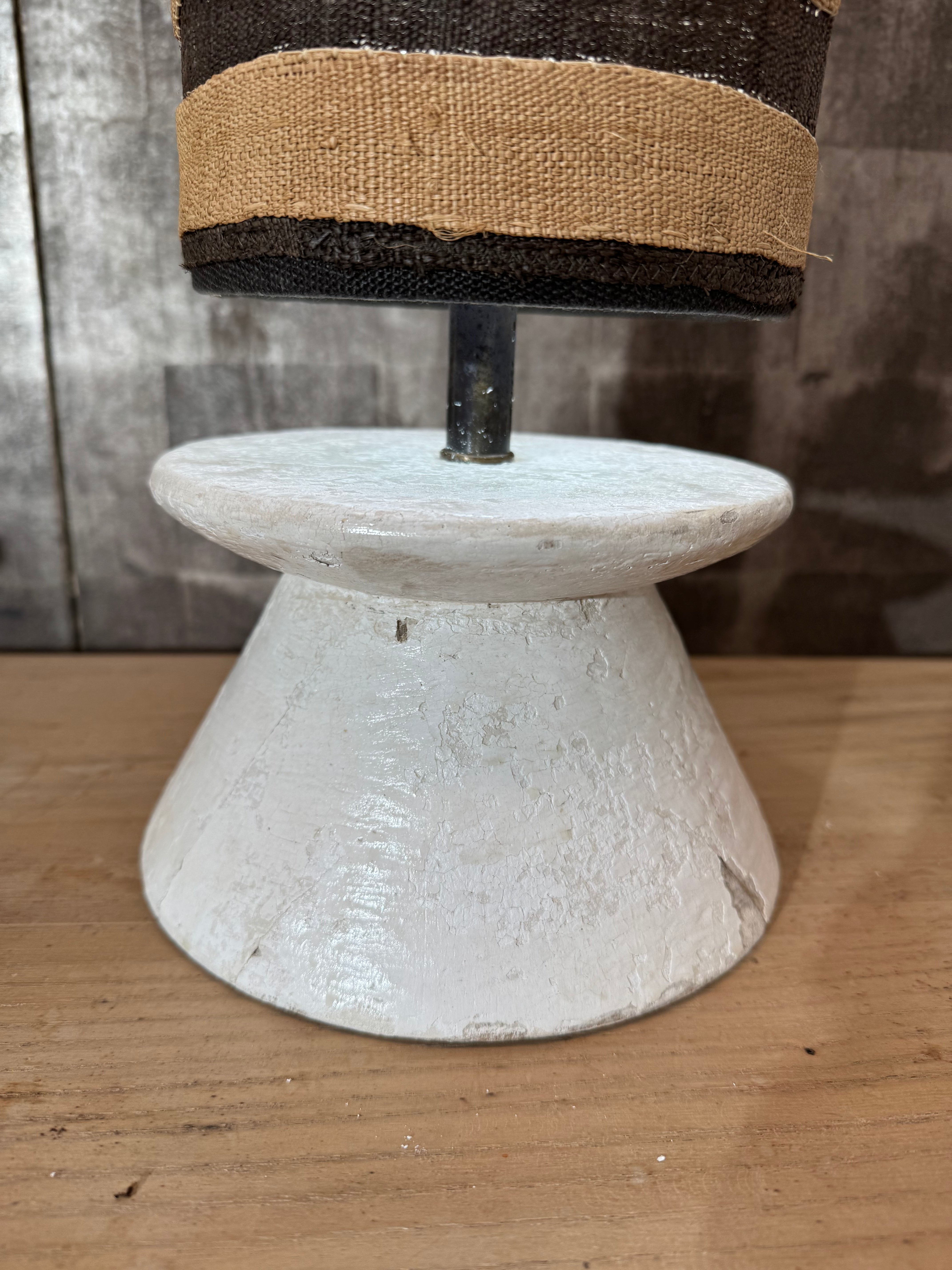 Pair Vintage French 1950's Wood & Plaster Lanps