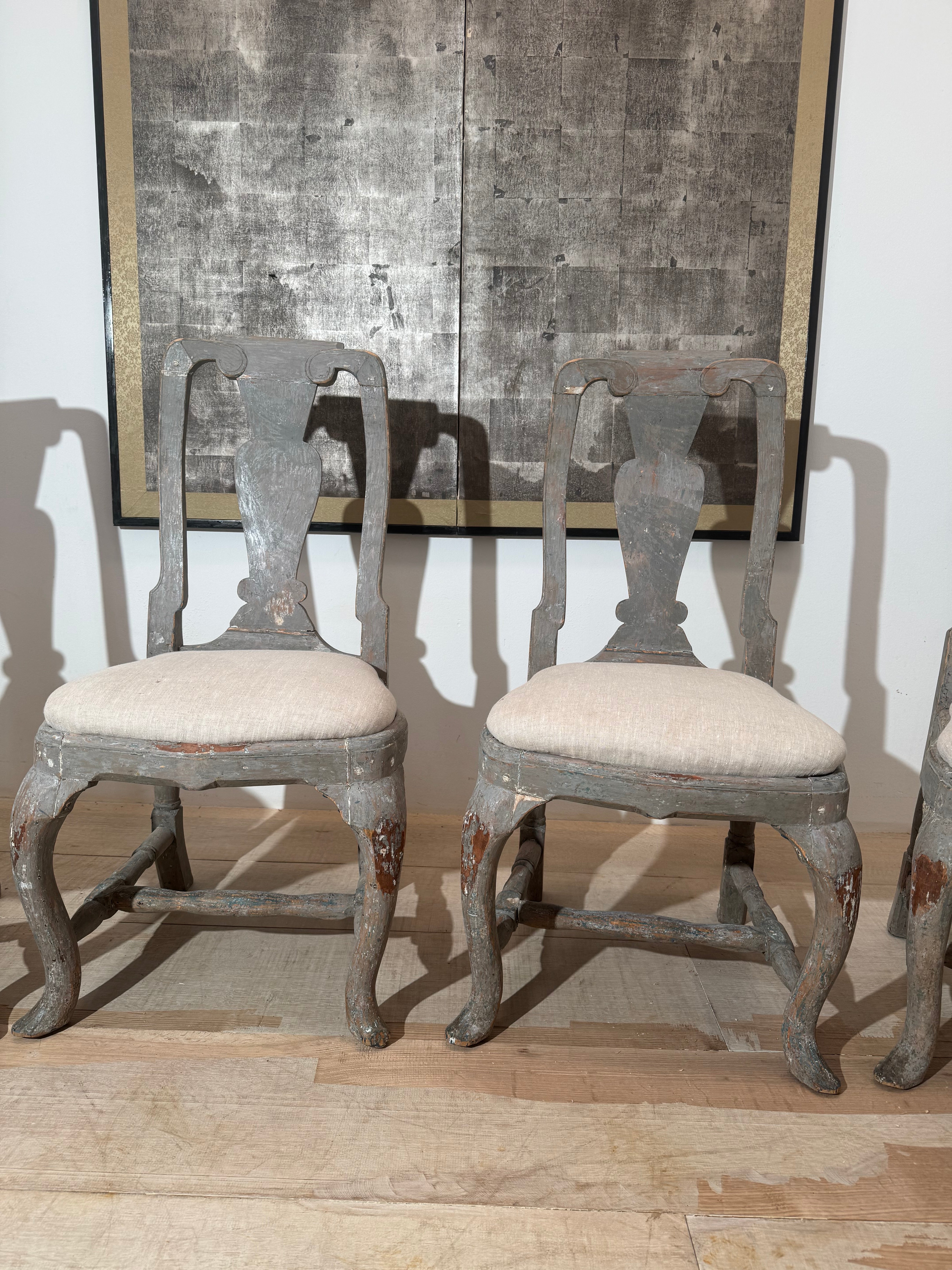 Set of Four Gustavian Painted Dining Chairs