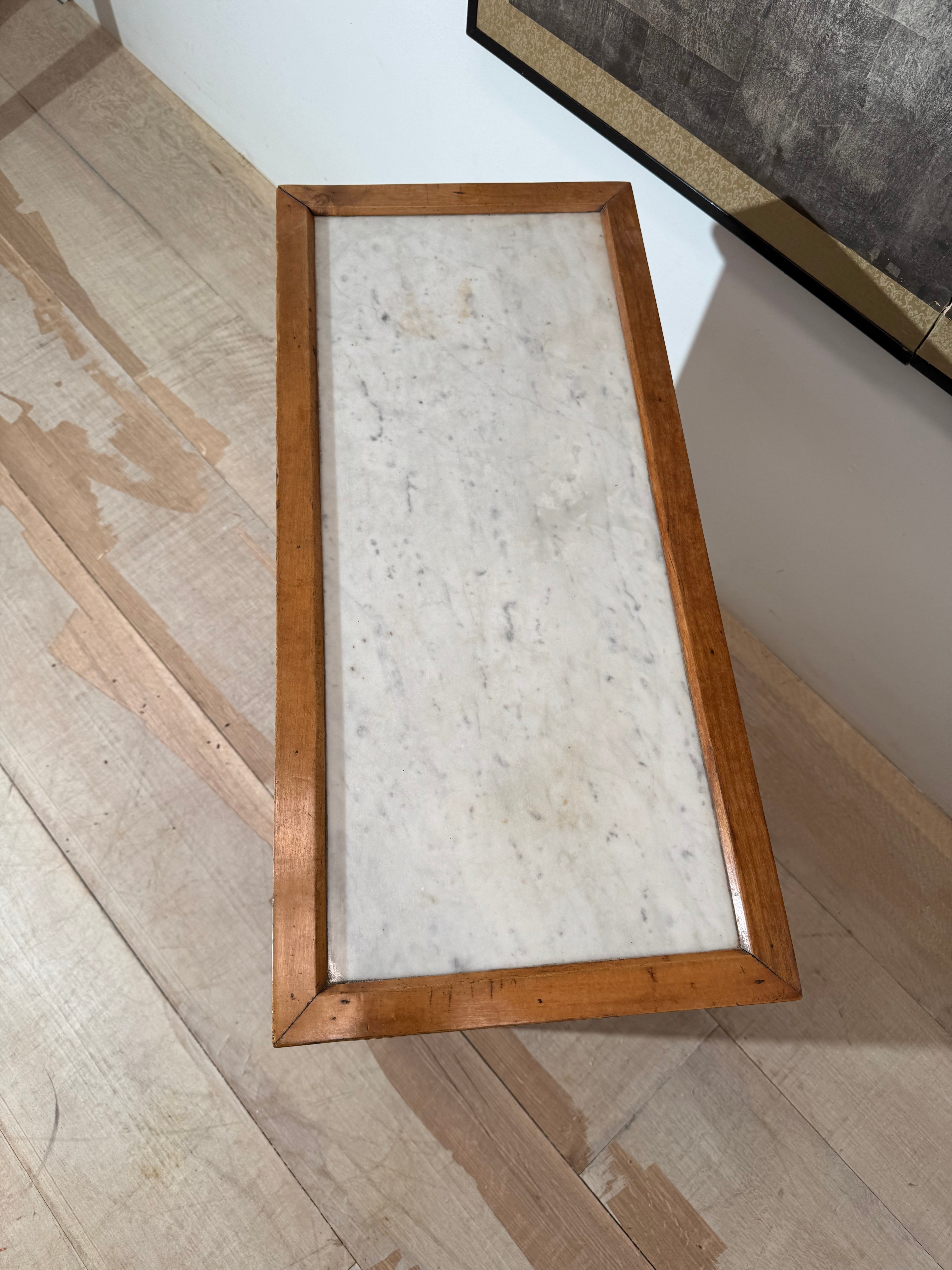 English 19c Fruitwood & Marble Nighstand