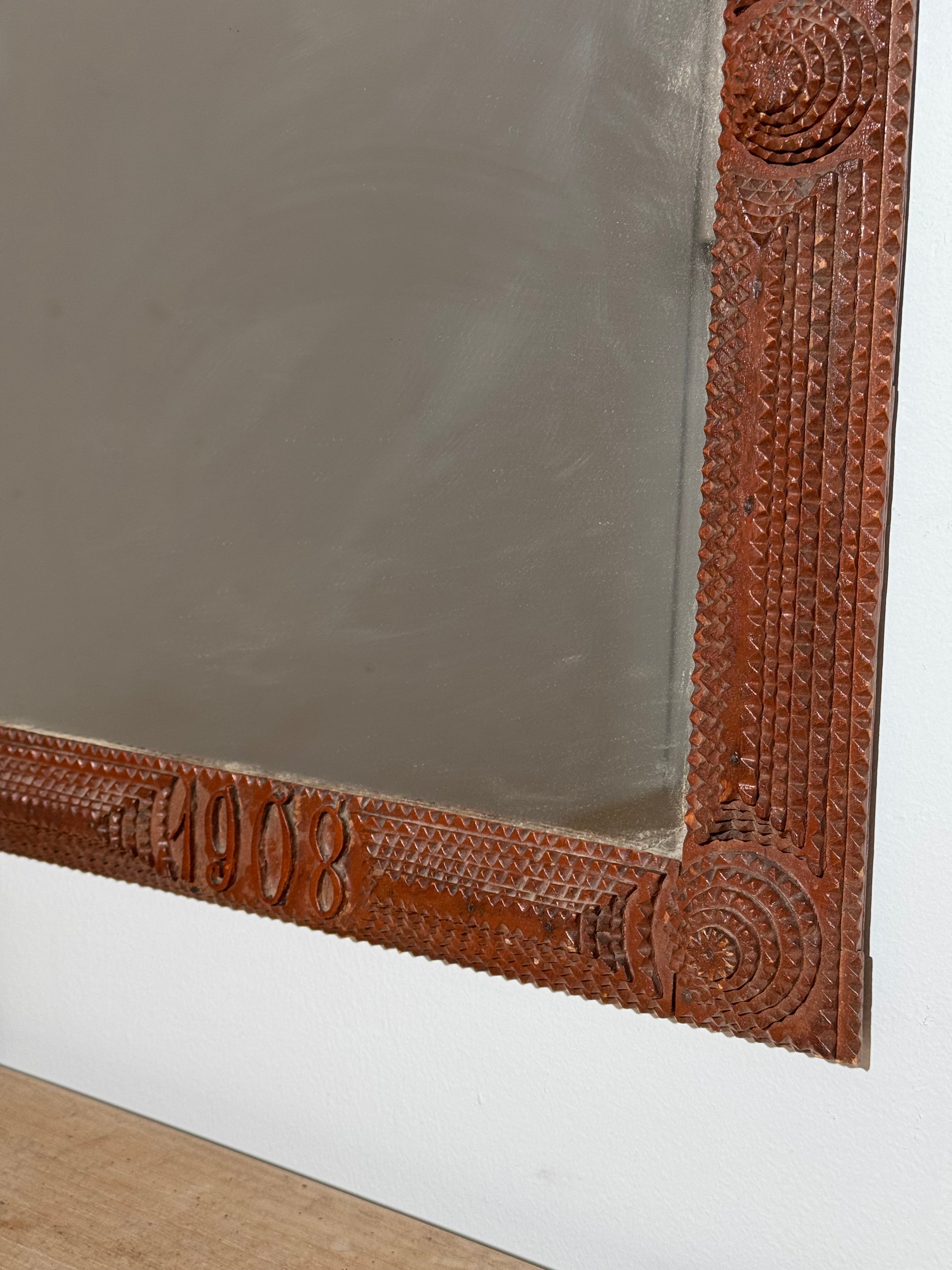 English 19c "tramp art" Mirror