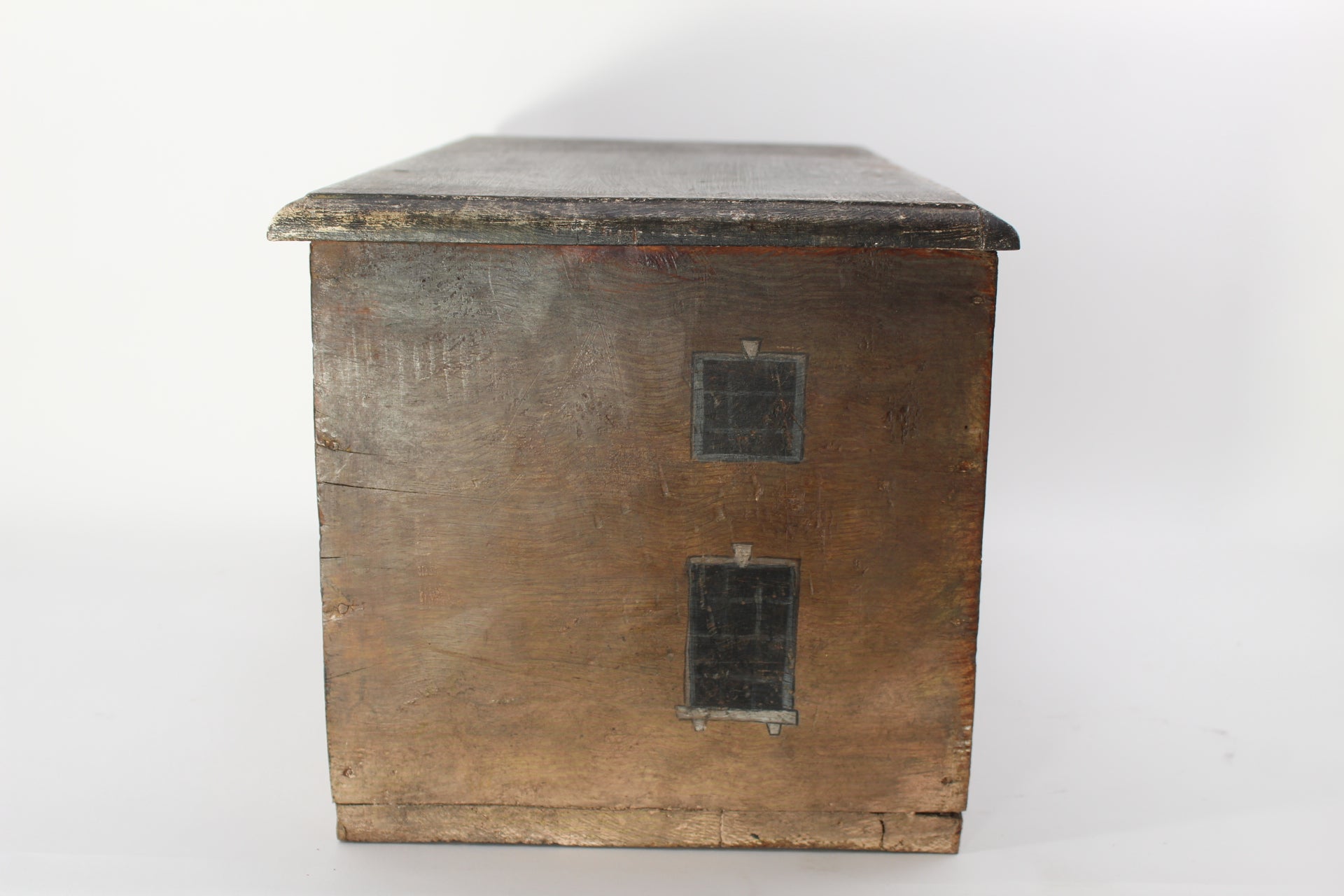 Rare 18th Century Swedish Painted "House" Wood Box