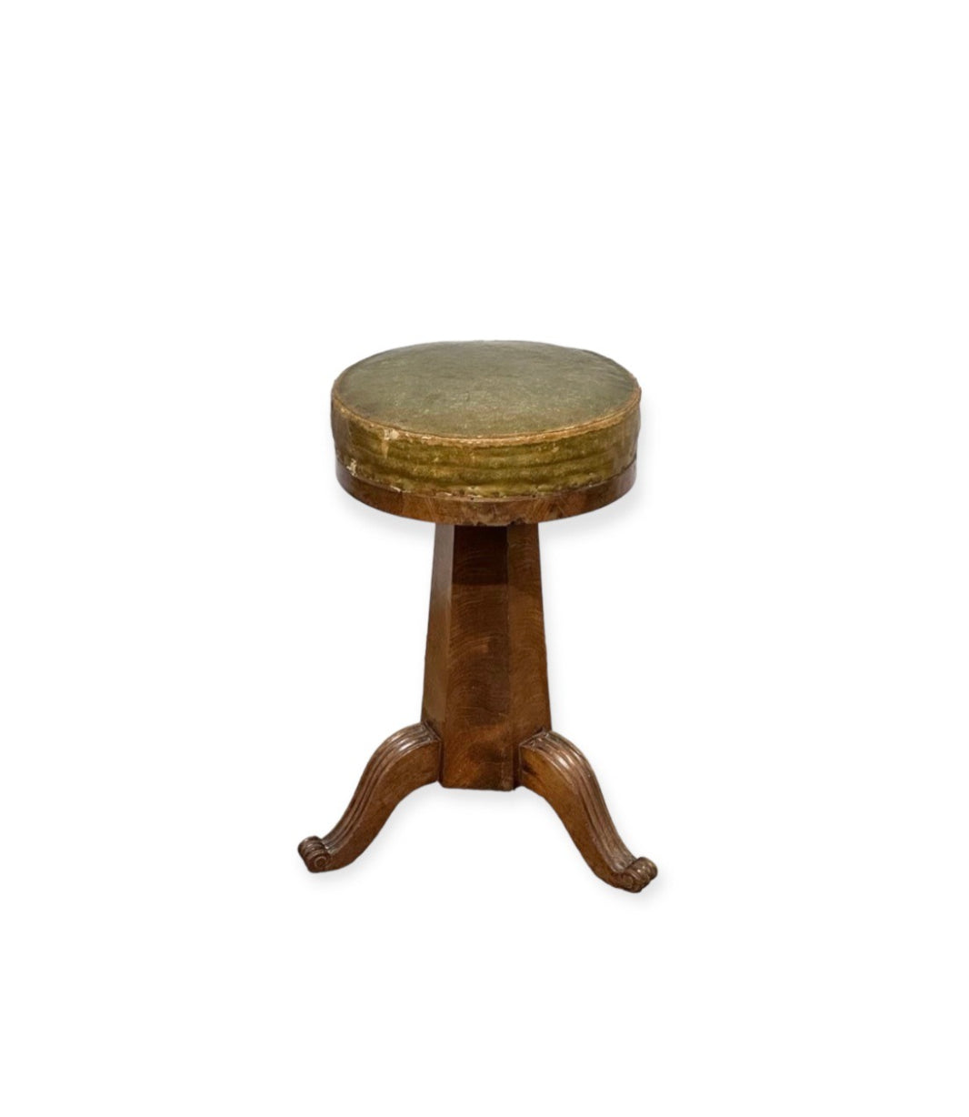 French Art Deco Leather Stool