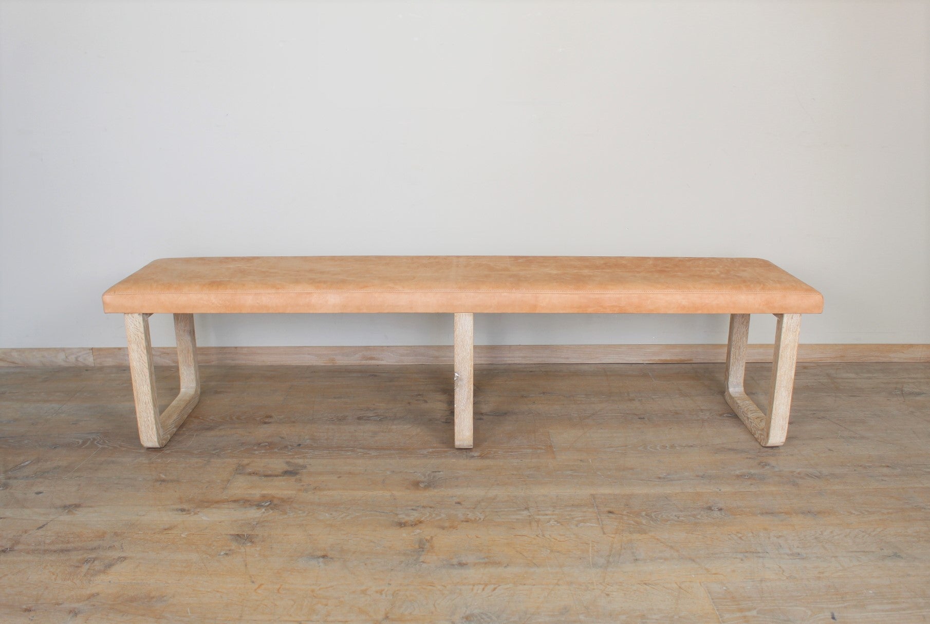 Lucca Studio Samuel Oak and Vintage Leather Bench